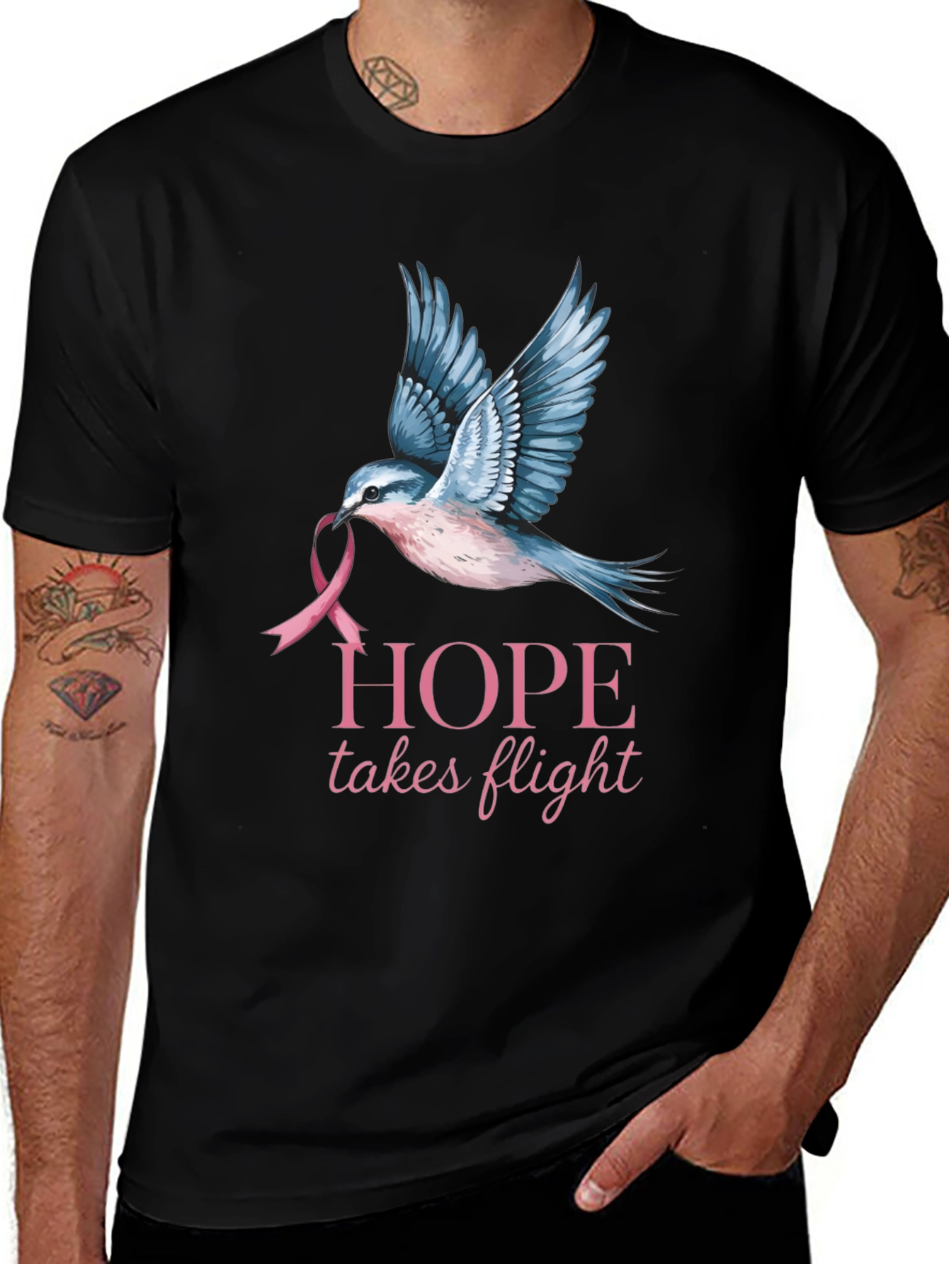 Hope Takes Flight T-Shirt - Breast Cancer Awareness