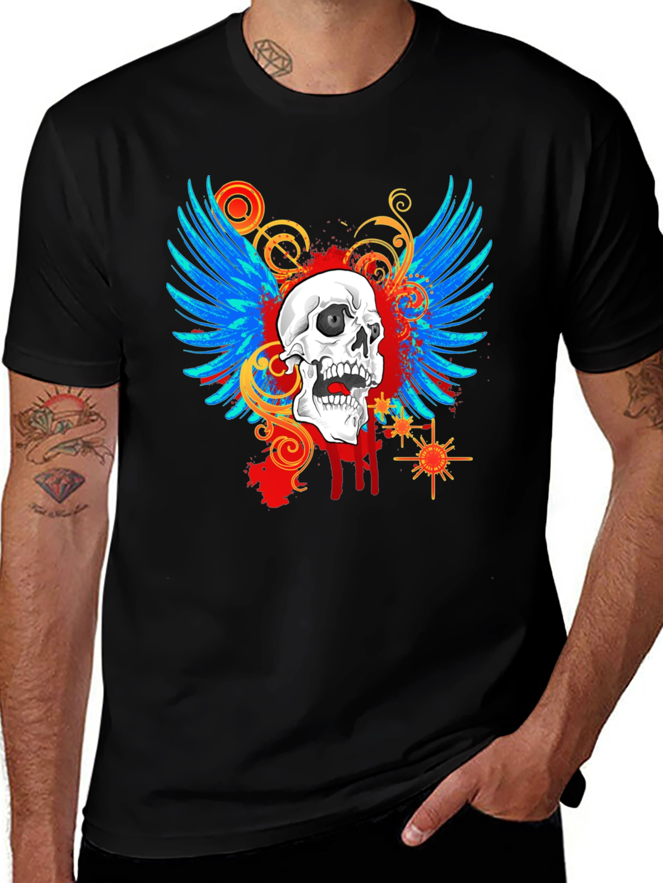 Skull & Wings Graphic T-Shirt - Edgy Design