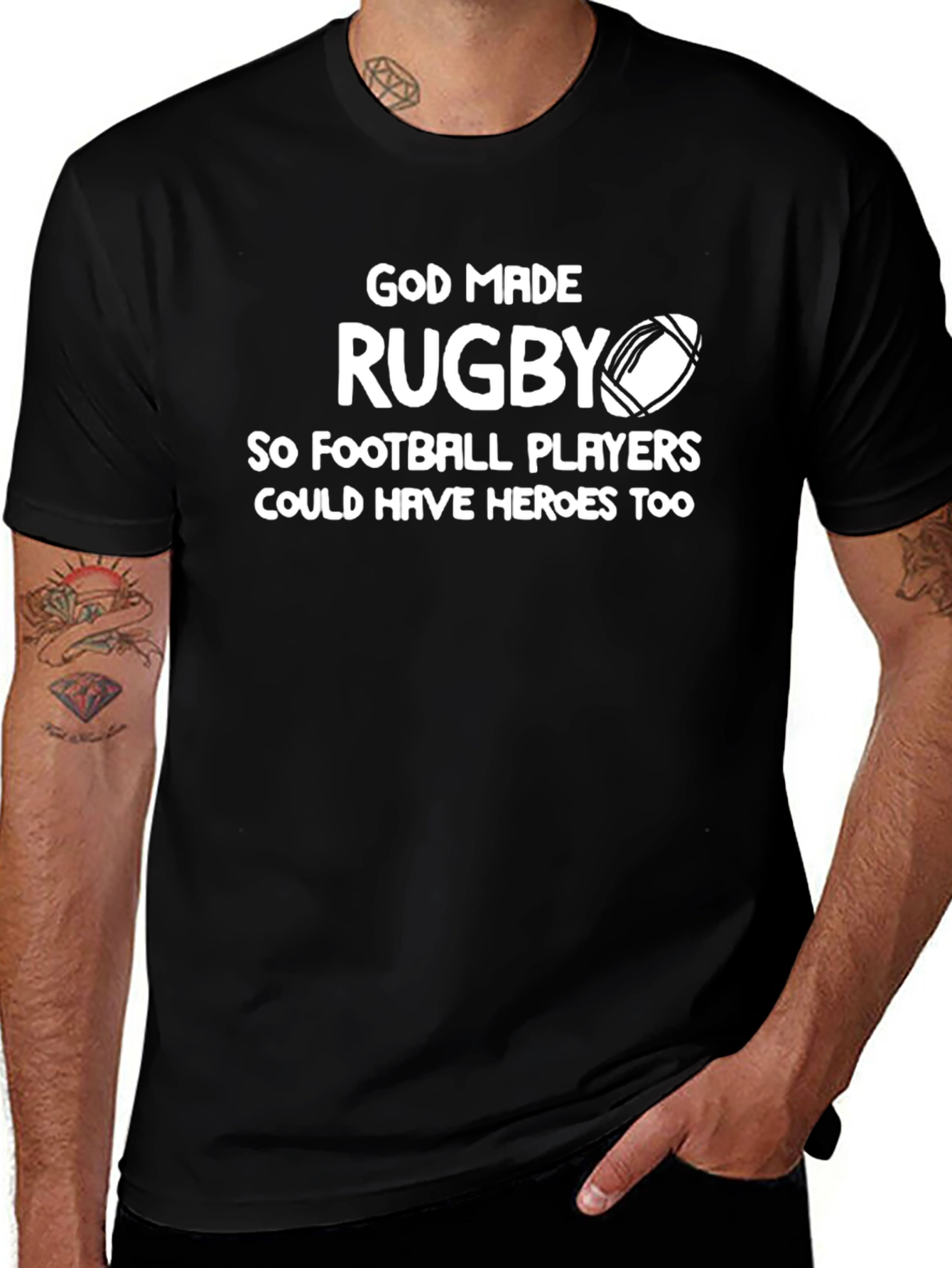 God Made Rugby T-Shirt - Football Player Heroes Tee