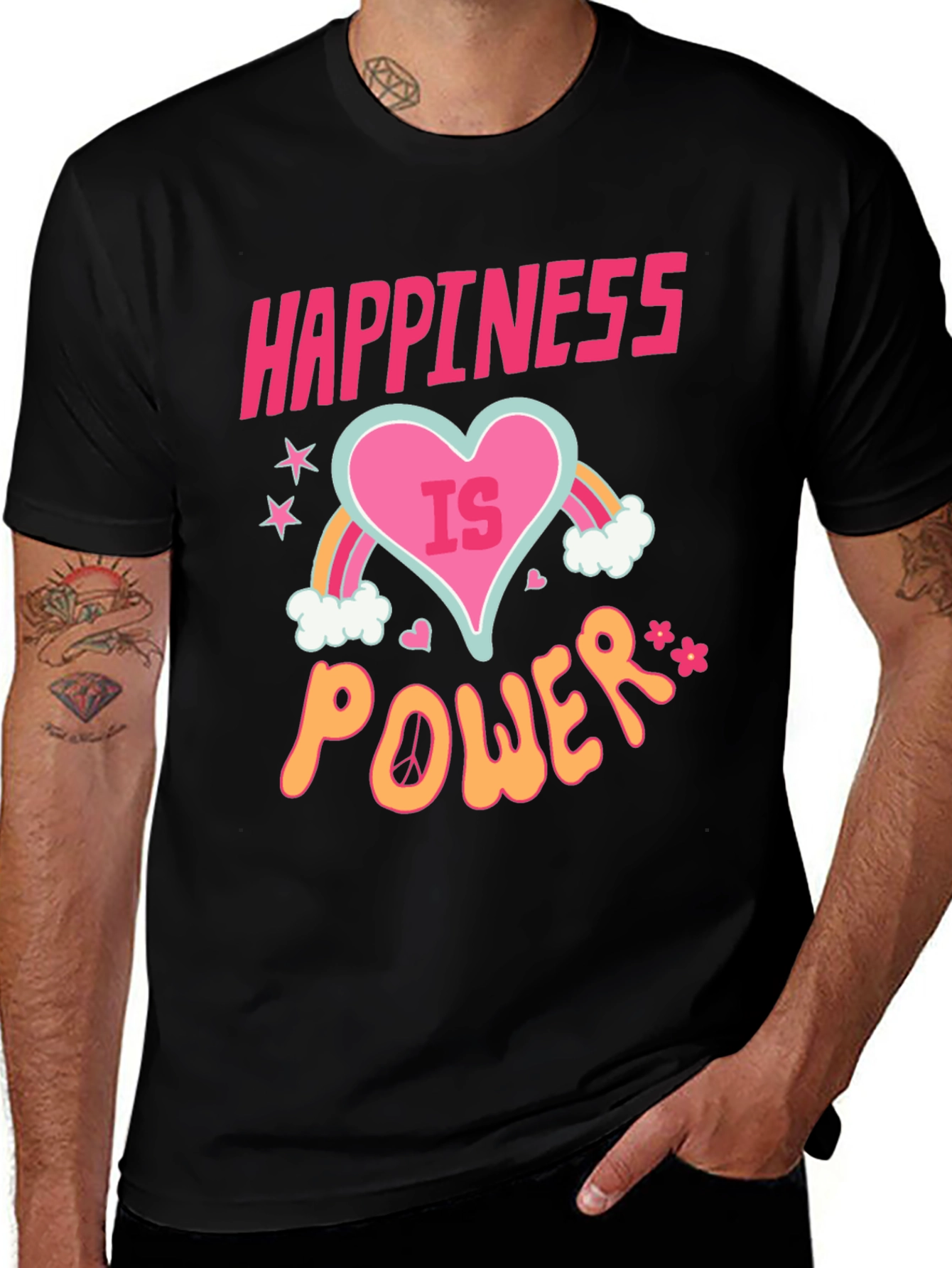 Variant 12 of Happiness is Power Black Graphic T-Shirt