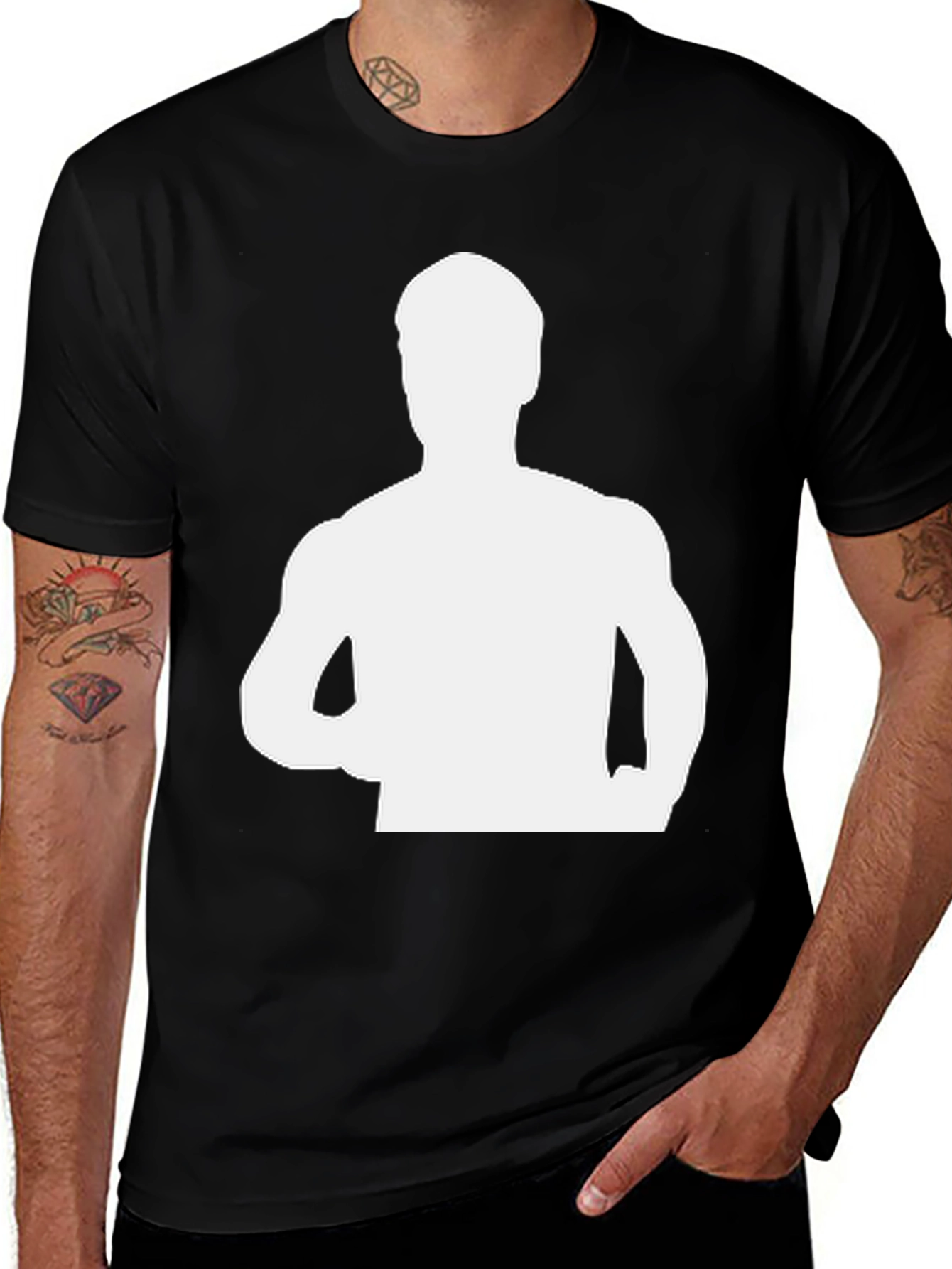 Variant 11 of Men's Black T-Shirt with Figure Graphic