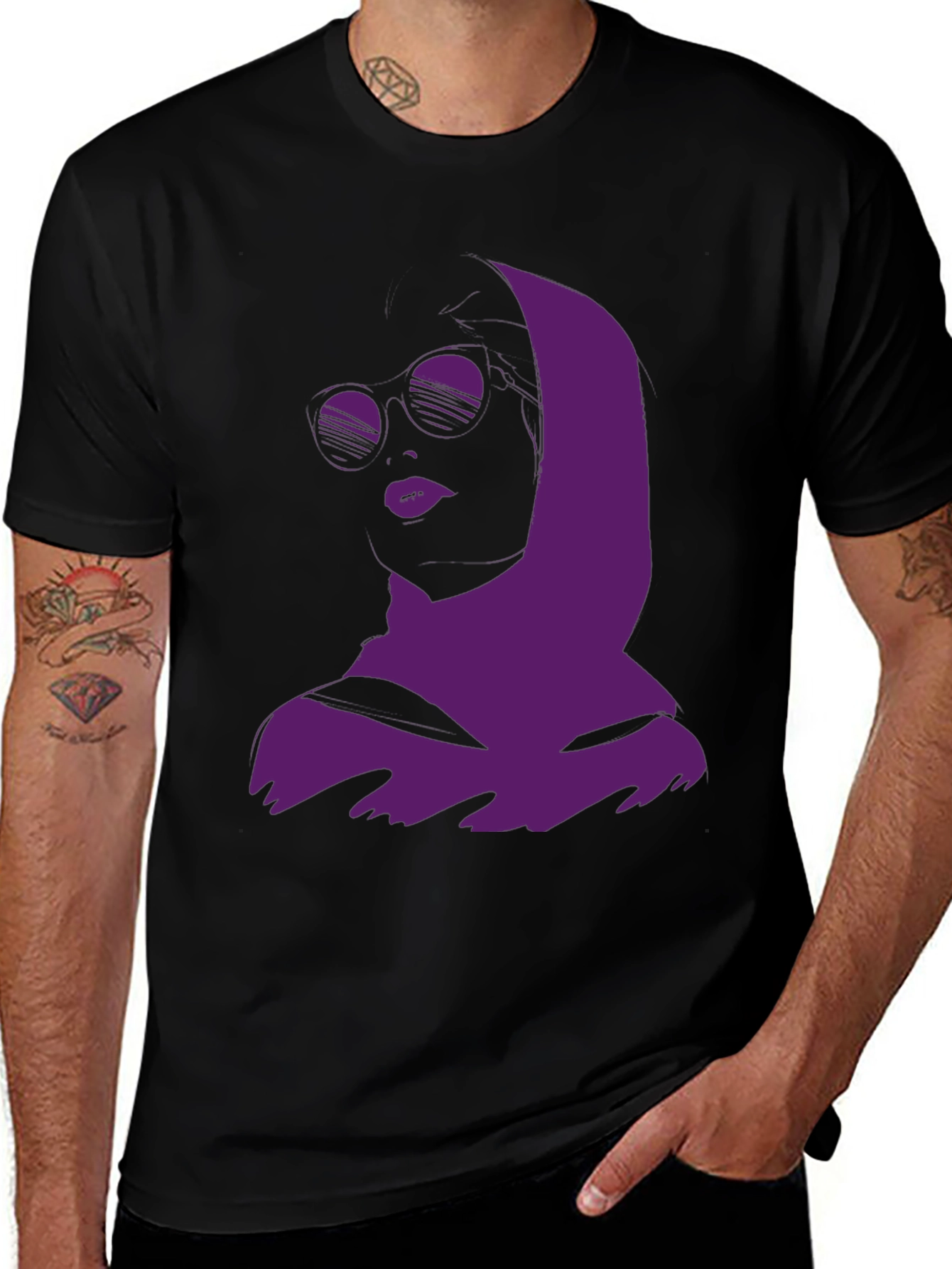 Variant 2 of Urban Chic Graphic Tee - Purple Woman Silhouette