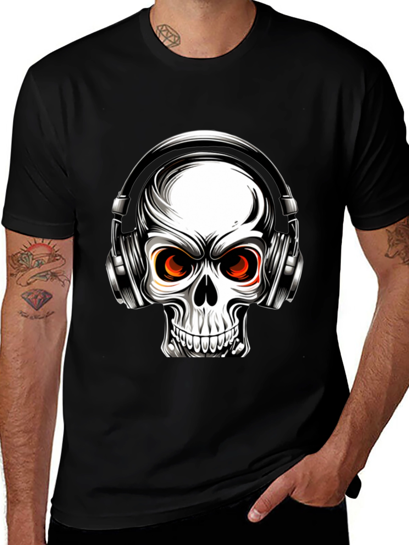 Variant 25 of Skull with Headphones Graphic T-Shirt