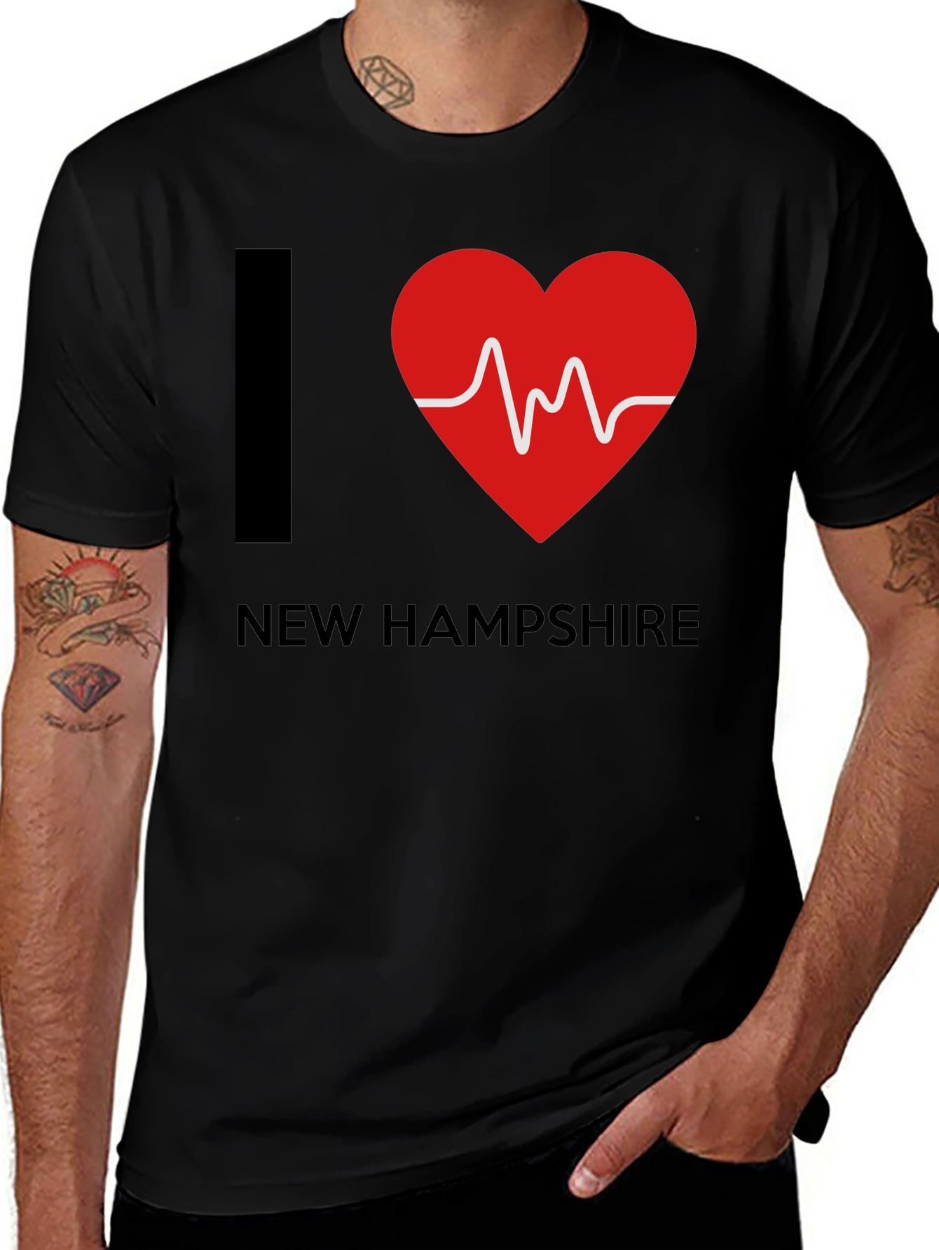 I Heart New Hampshire Graphic Tee - Black T-Shirt