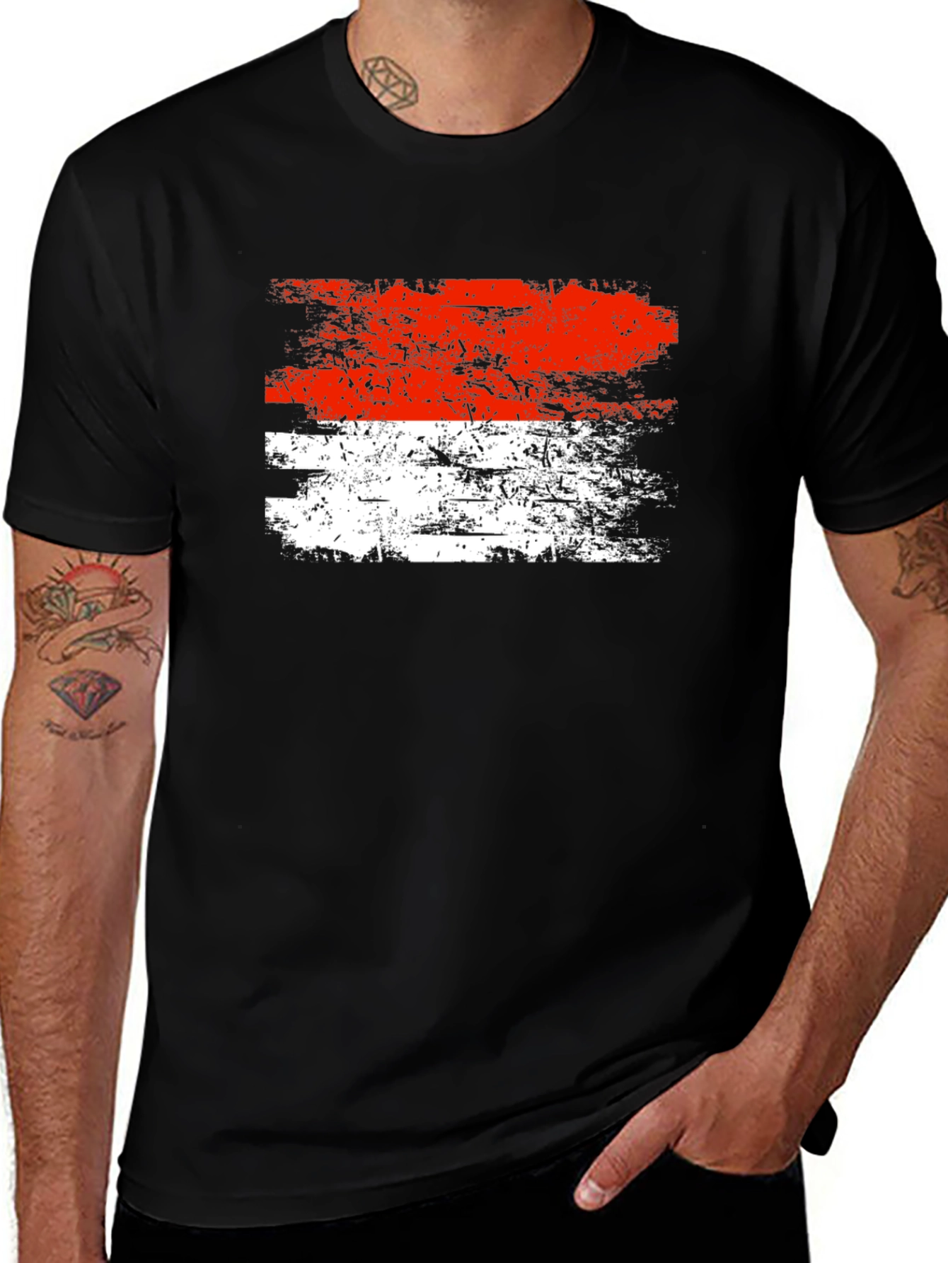 Grunge Indonesia Flag T-Shirt - Distressed Look