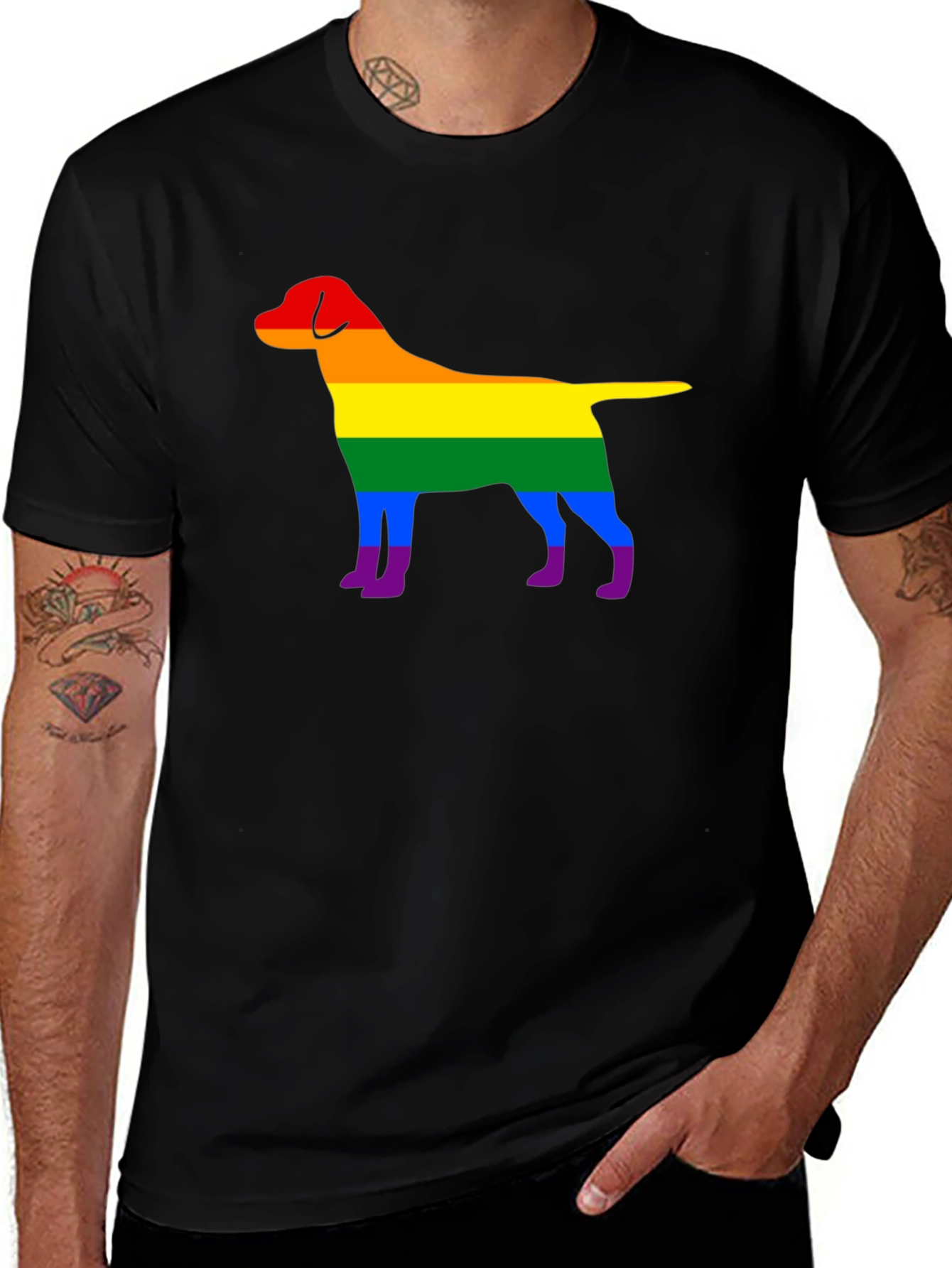 Variant 29 of Pride Dog Graphic Tee - Black Cotton T-Shirt