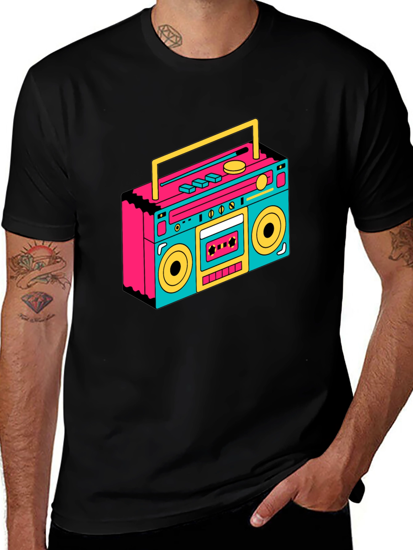 Variant 14 of Retro Boombox Graphic Tee - Black