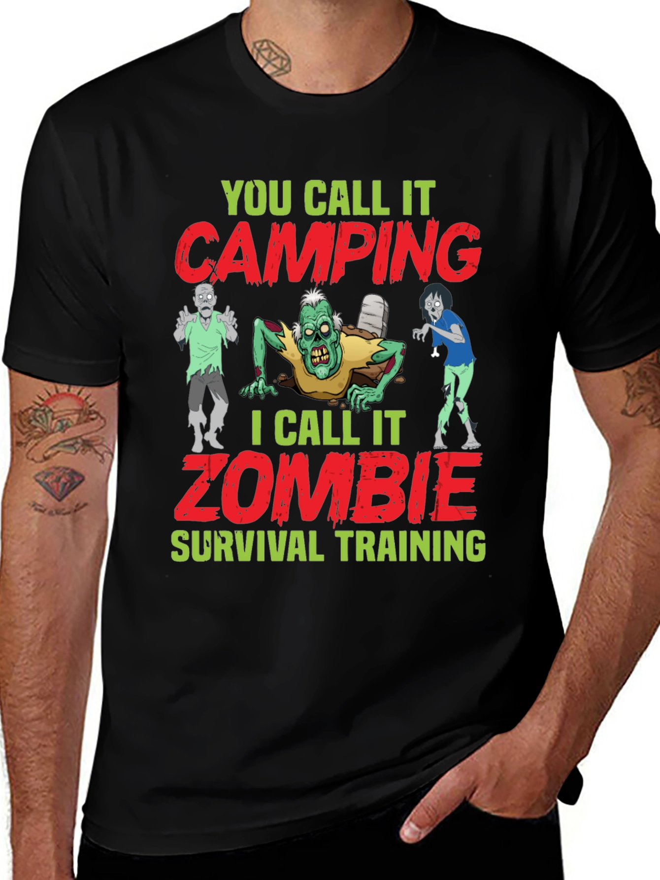 Variant 13 of Zombie Survival Training T-Shirt Camping Joke