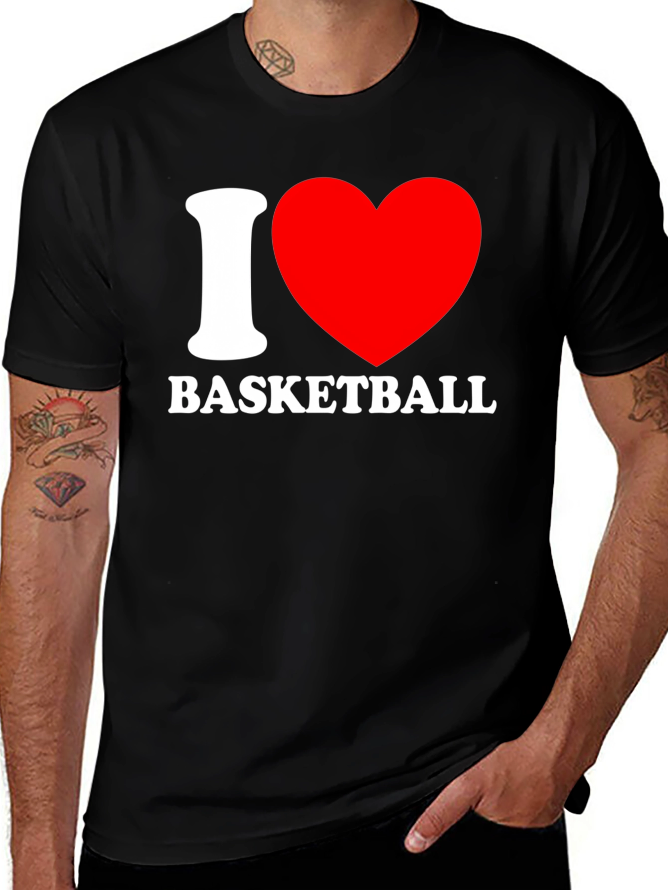 Variant 14 of I Heart Basketball Black Tee