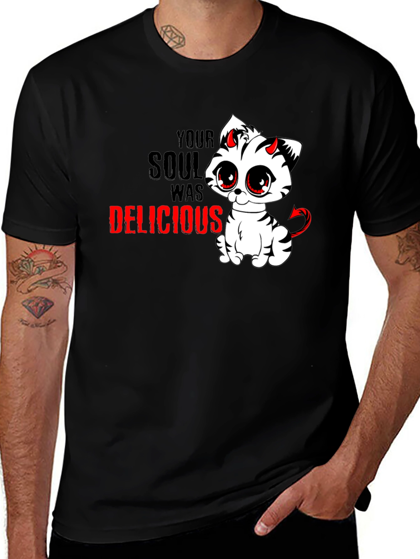 Black Devil Cat T-Shirt - Your Soul Was Delicious main image
