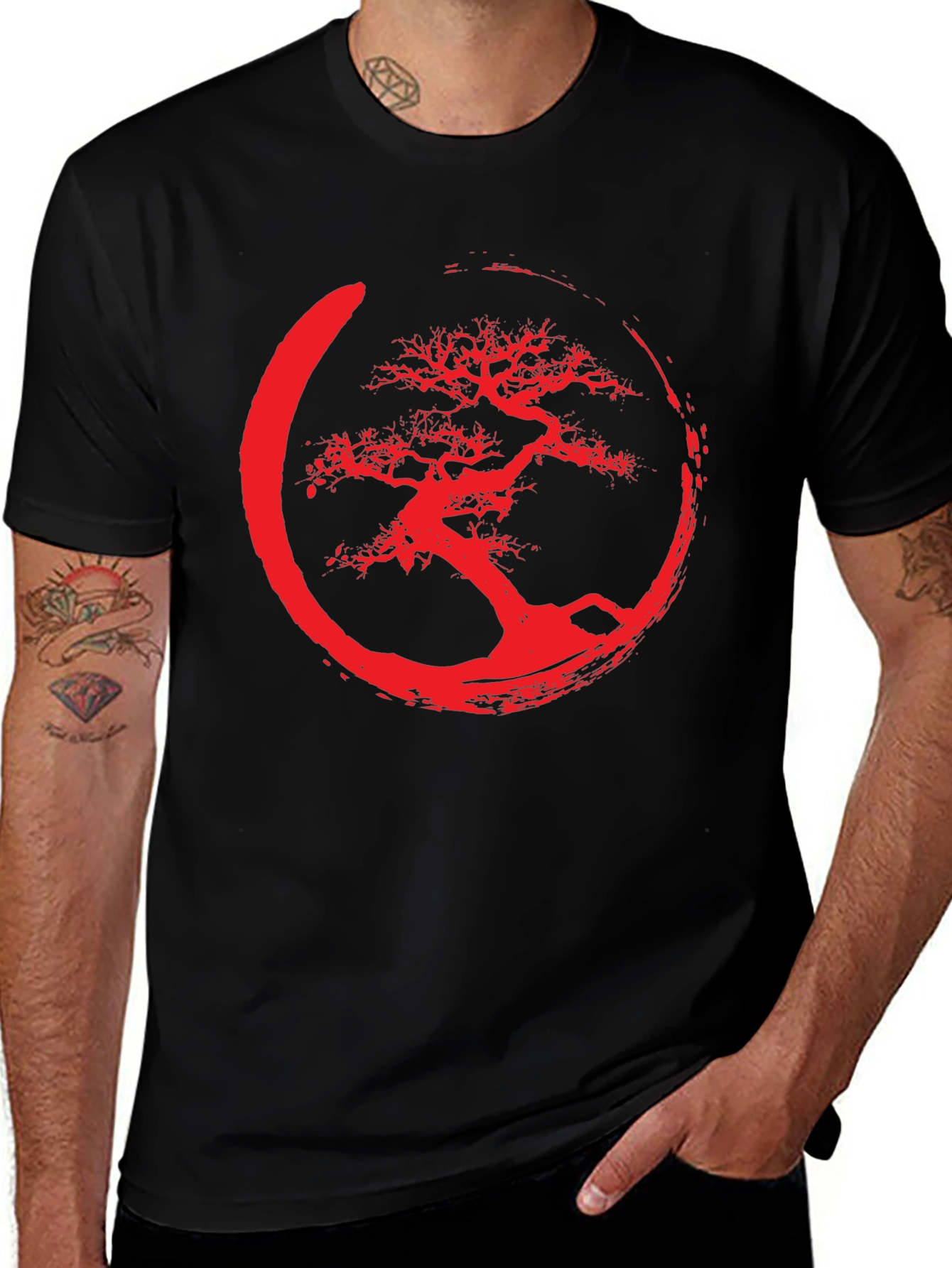 Enso Bonsai Tree Graphic Tee - Black