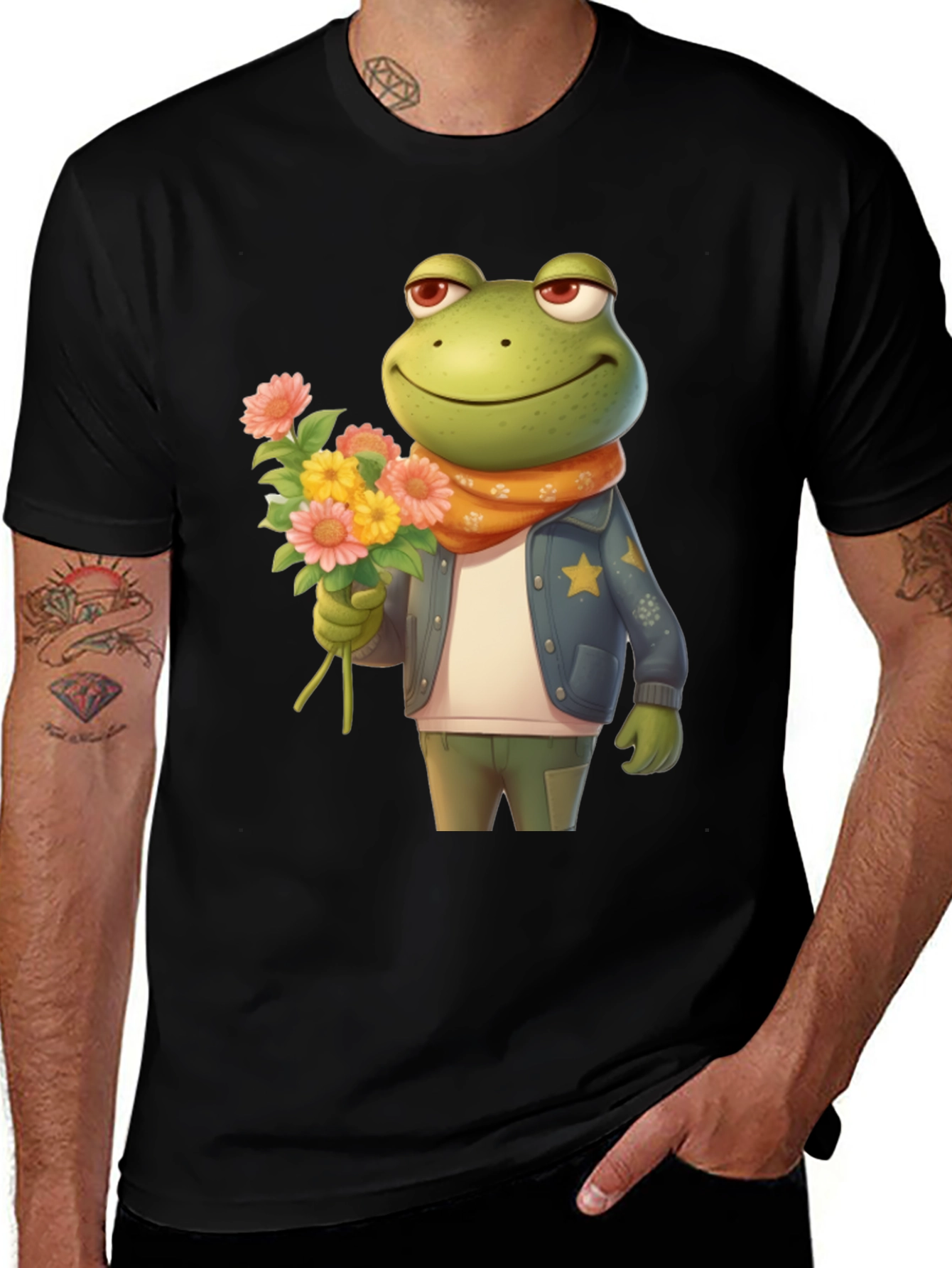 Variant 3 of Frog with Flowers Graphic T-Shirt - Stylish and Unique Design