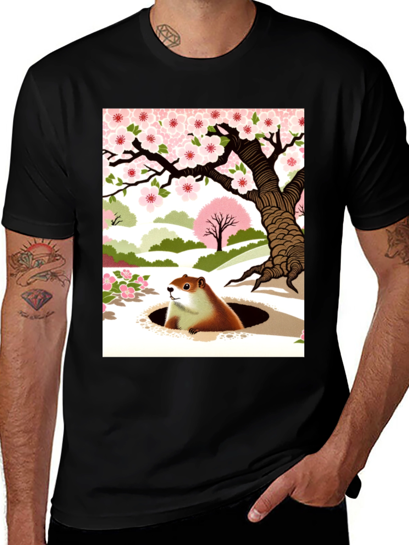 Groundhog Day T-Shirt - Spring Blossom Design