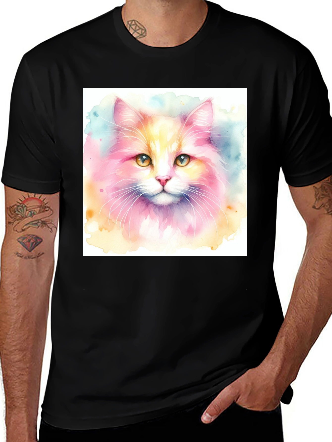 Variant 13 of Watercolor Cat Graphic T-Shirt