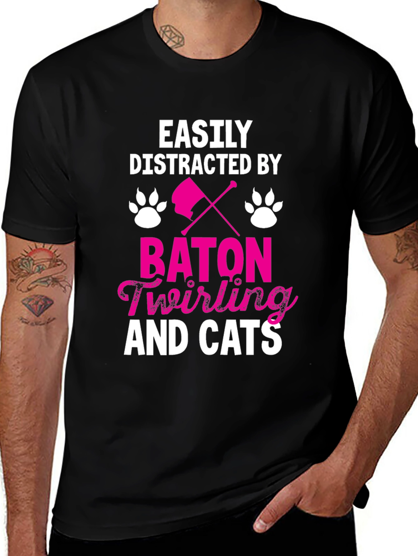 Variant 10 of Easily Distracted by Batons & Cats T-Shirt