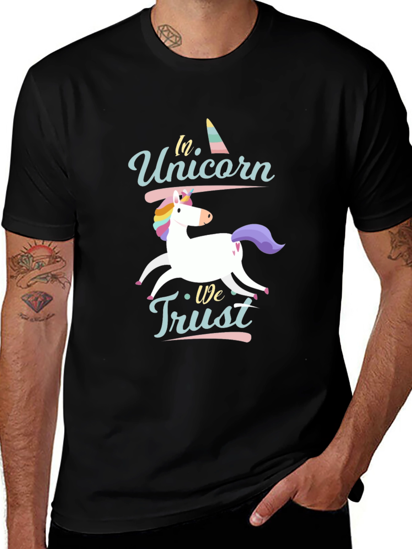 Variant 13 of In Unicorn We Trust Black T-Shirt