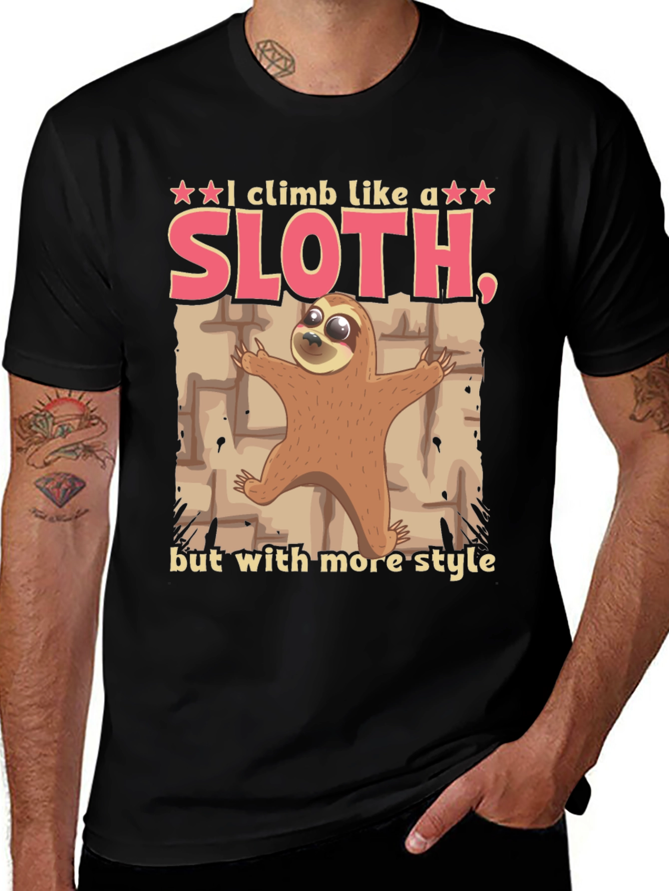 Variant 19 of Funny Sloth Climbing Style T-Shirt