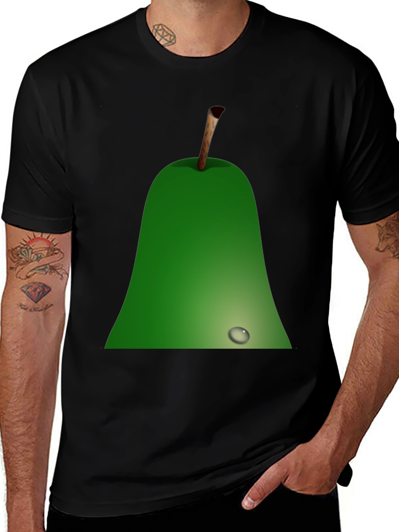 Variant 20 of Pear Graphic Black T-Shirt - Unique Fruit Design