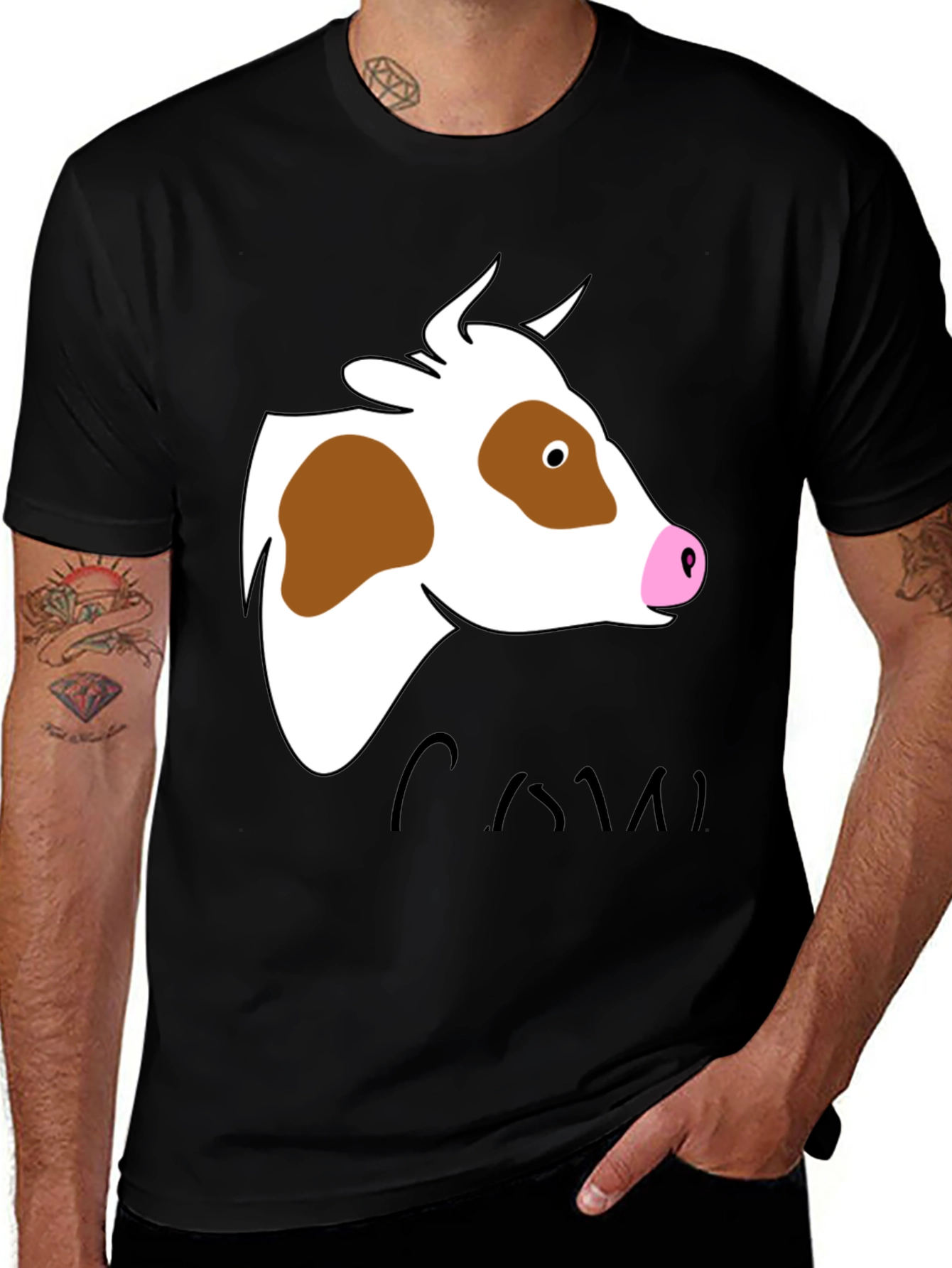 Variant 22 of Cow Graphic Tee - Unisex Black T-Shirt