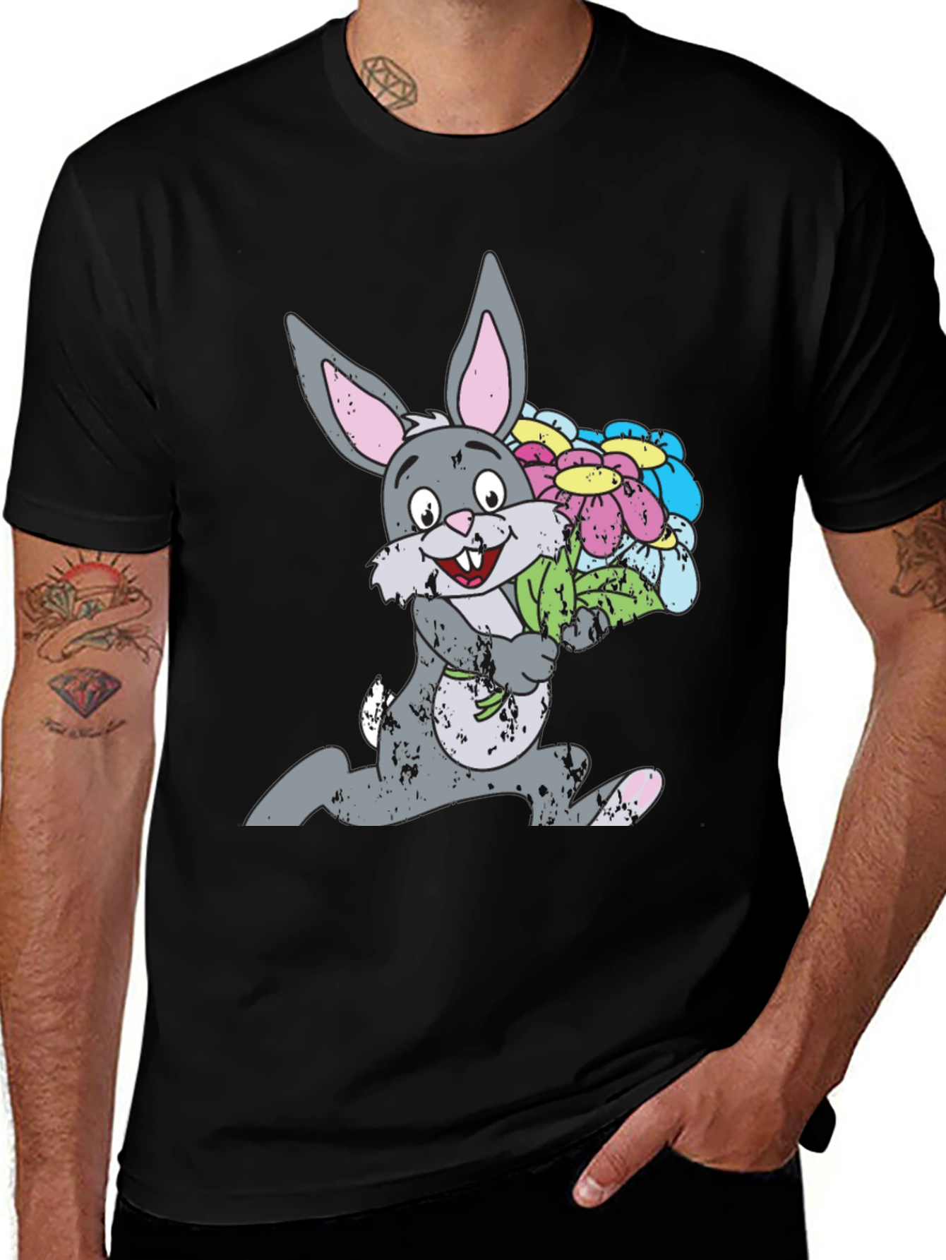 Variant 28 of Bunny with Flowers Graphic Tee