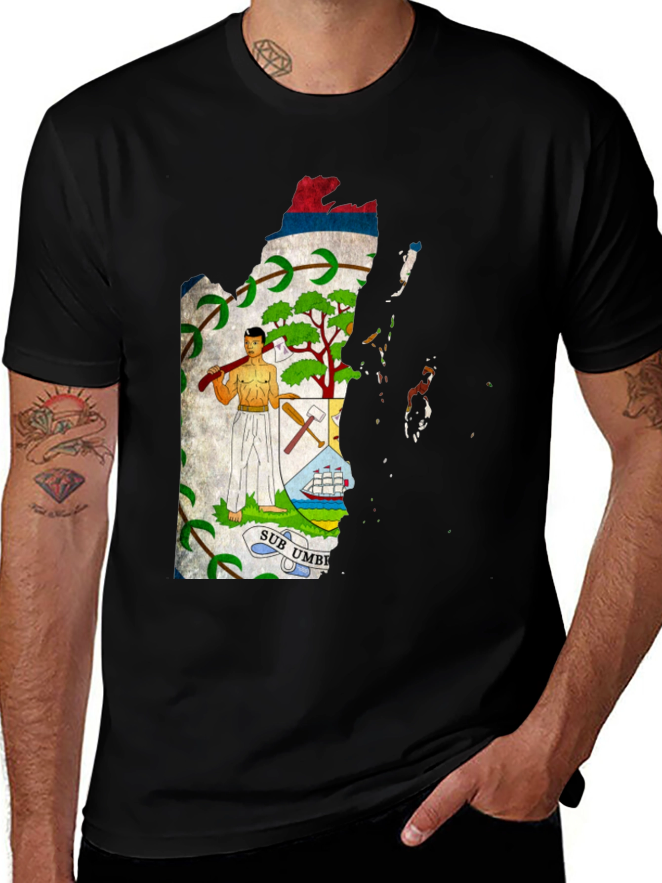 Belize Flag Map T-Shirt