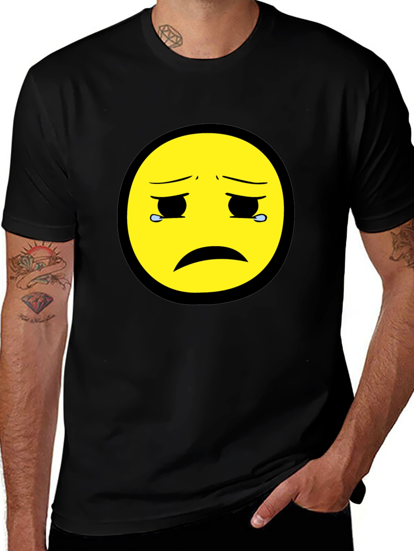Variant 23 of Sad Emoji Graphic Tee - Unisex Black T-Shirt