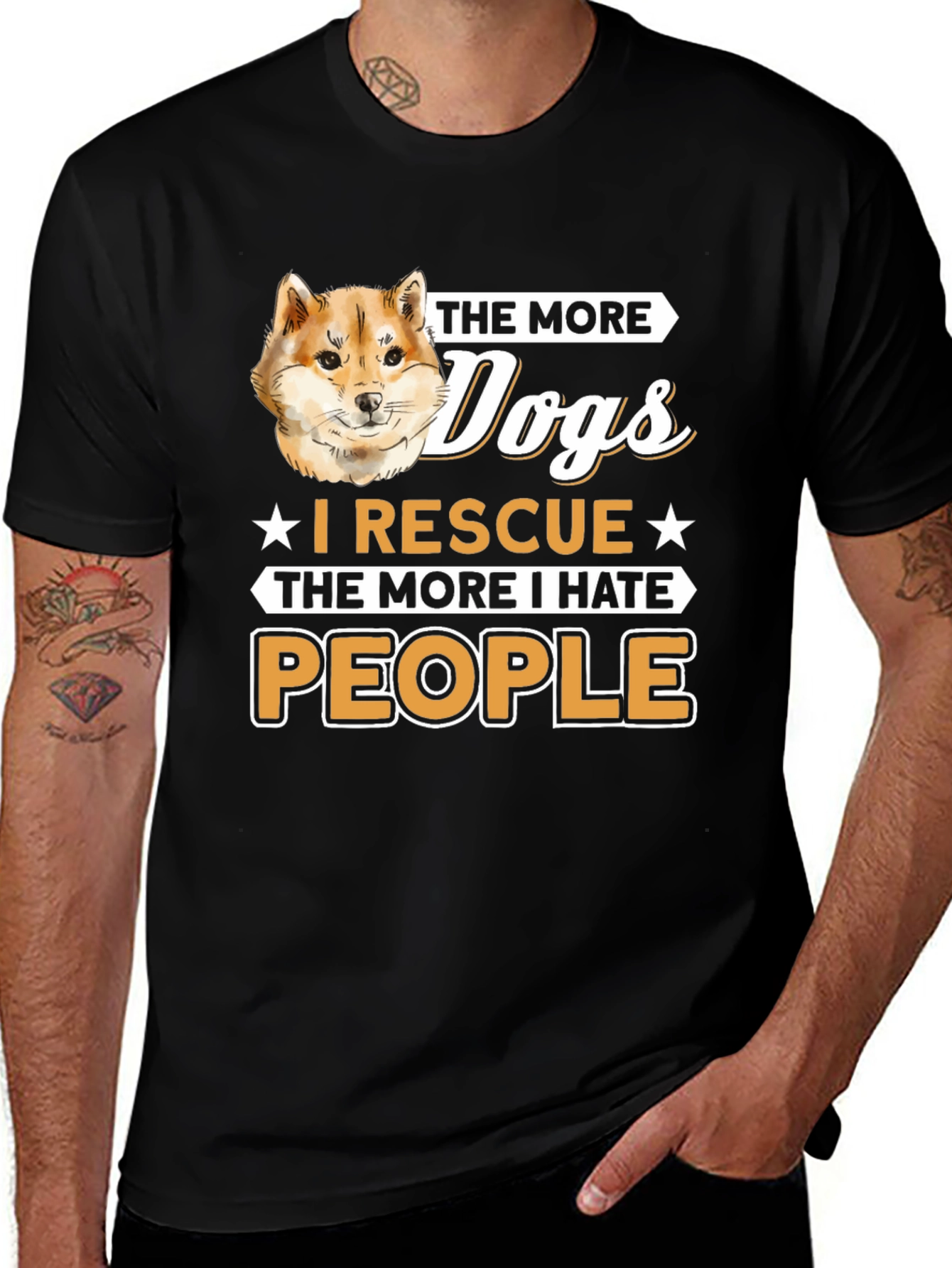 Variant 27 of Dog Rescue T-Shirt: More Dogs, Less People