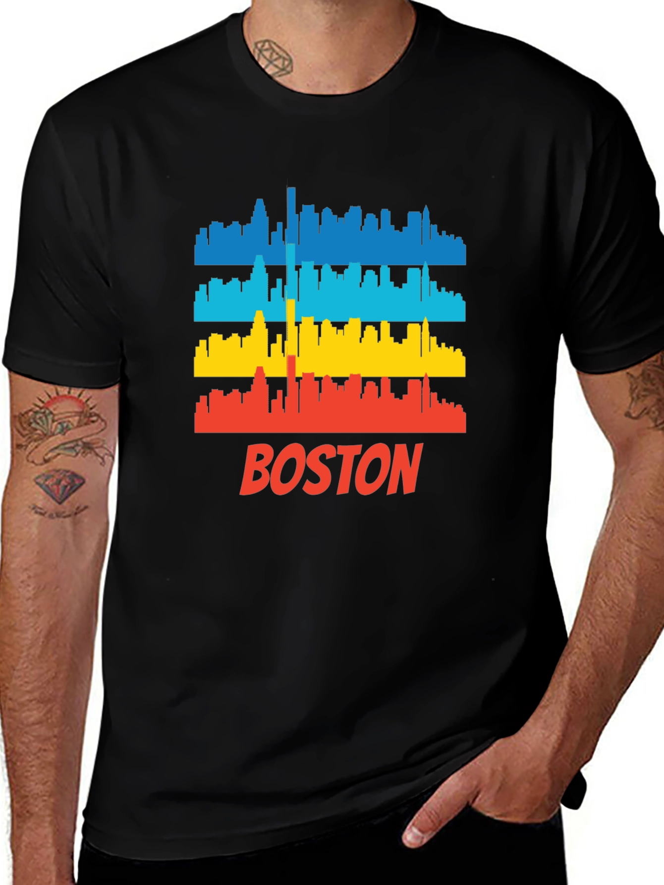 Retro Boston Skyline Graphic Tee - City Pride T-Shirt