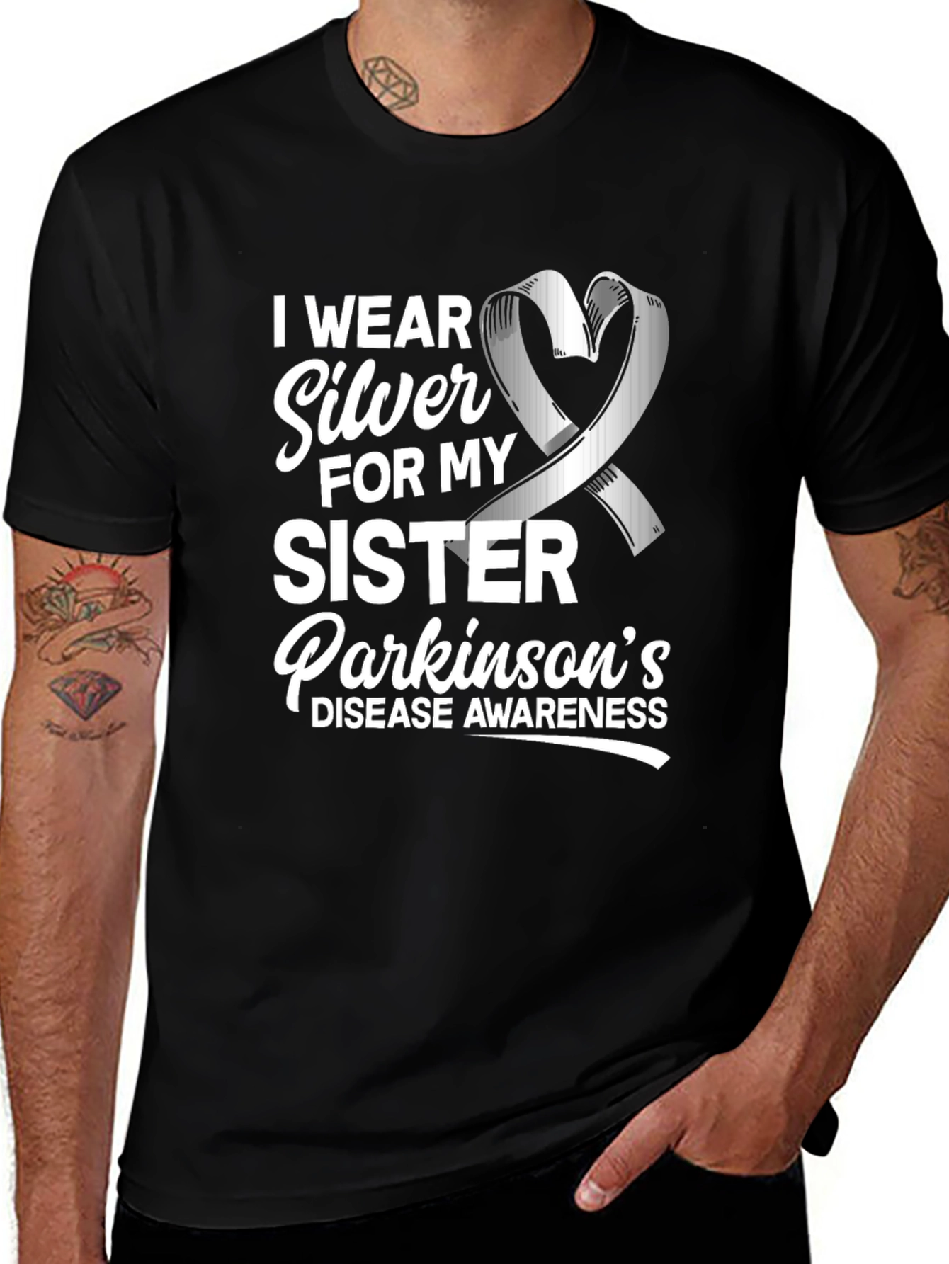 Parkinson's Awareness T-Shirt - "I Wear Silver for My Sister"