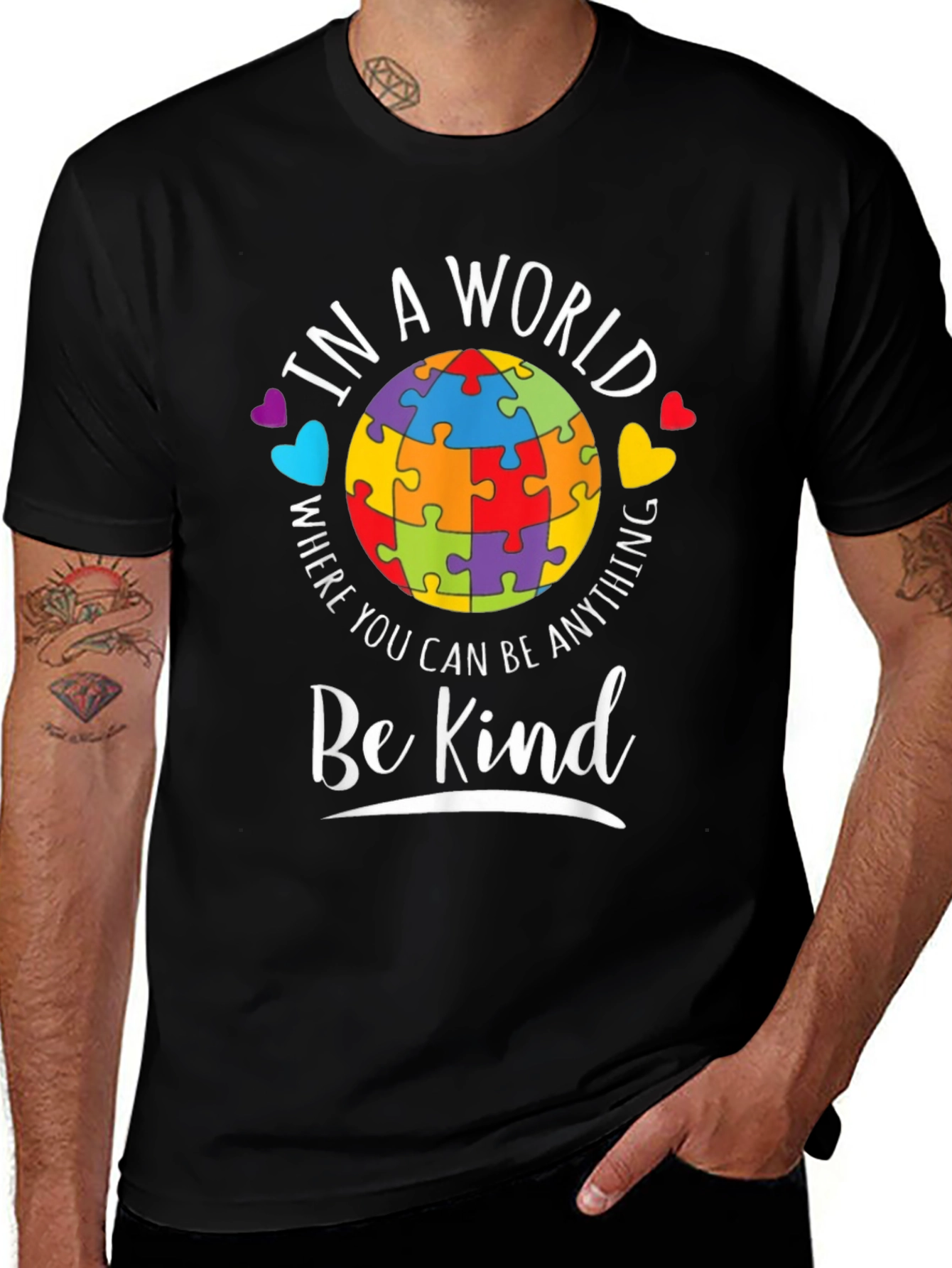 Be Kind T-Shirt - Autism Awareness Puzzle Piece Design