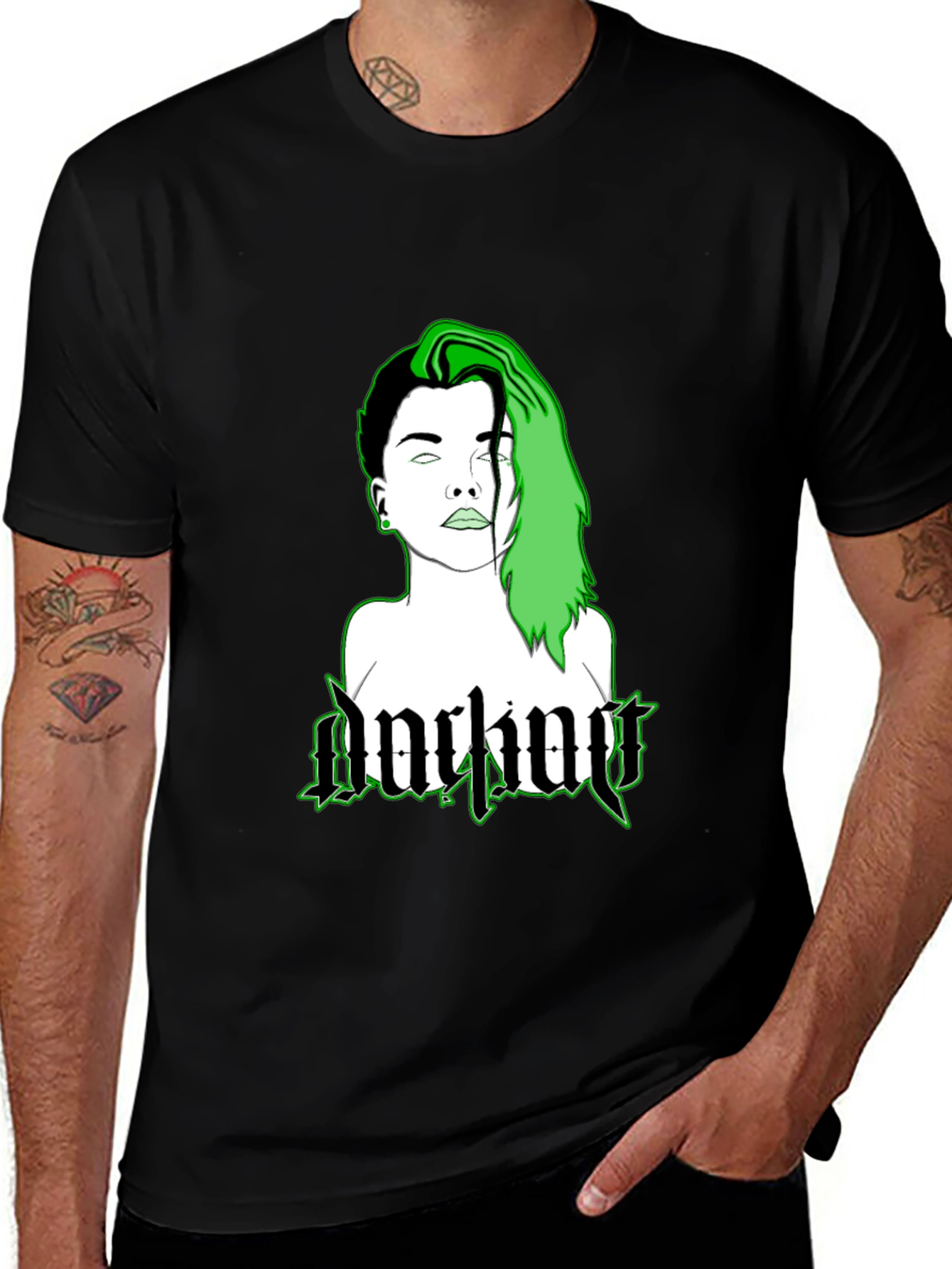 Variant 17 of Darling Graphic Tee - Edgy Green & Black T-Shirt