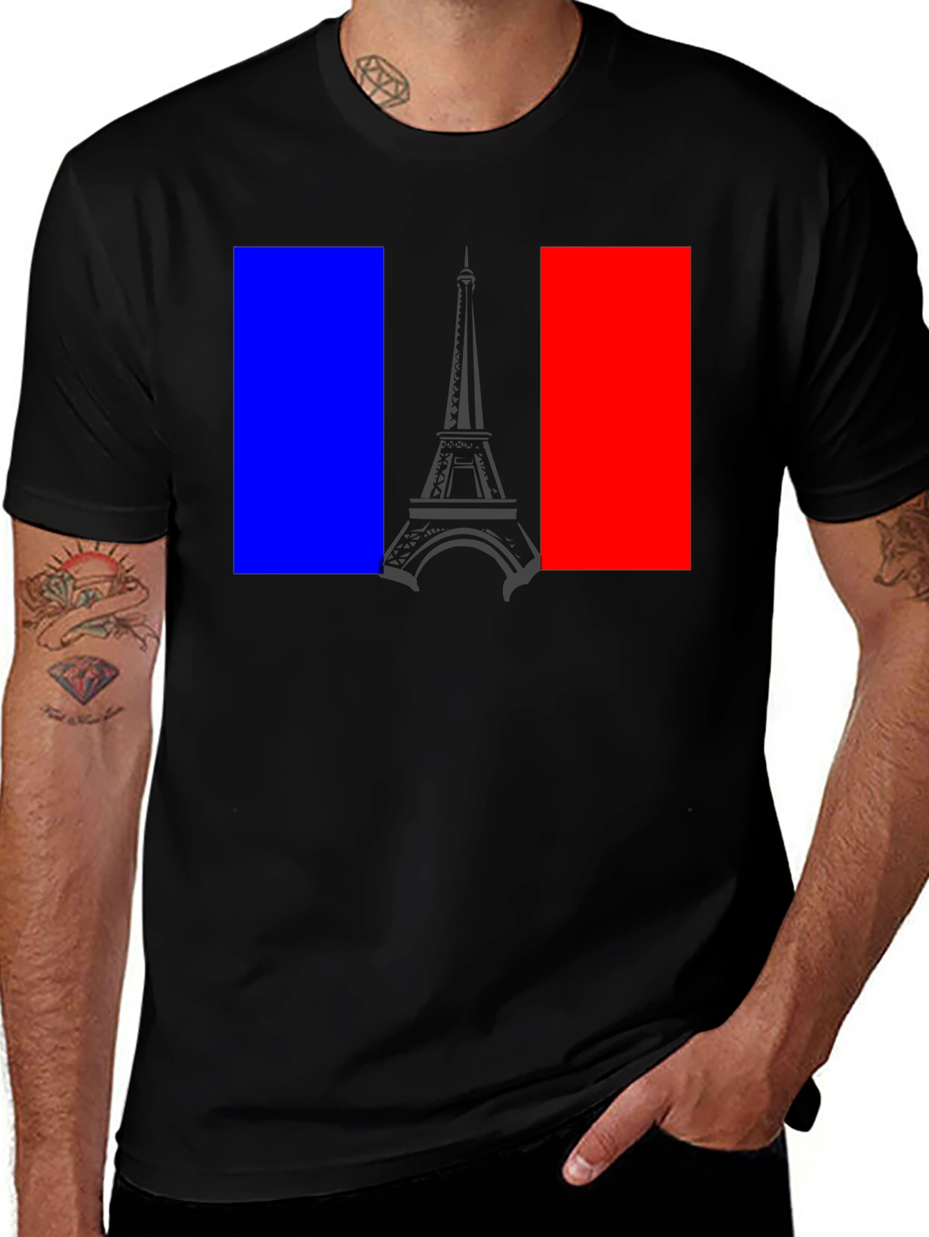 Variant 30 of France Flag Eiffel Tower Graphic T-Shirt