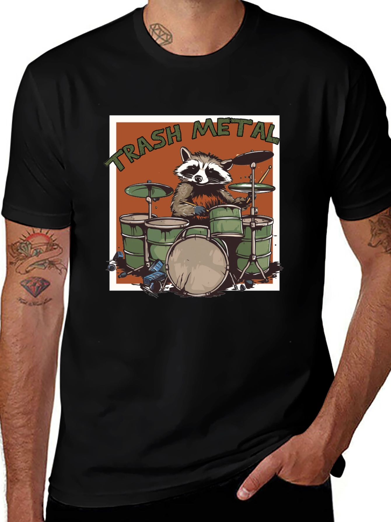 Variant 9 of Trash Metal Raccoon Drummer T-Shirt