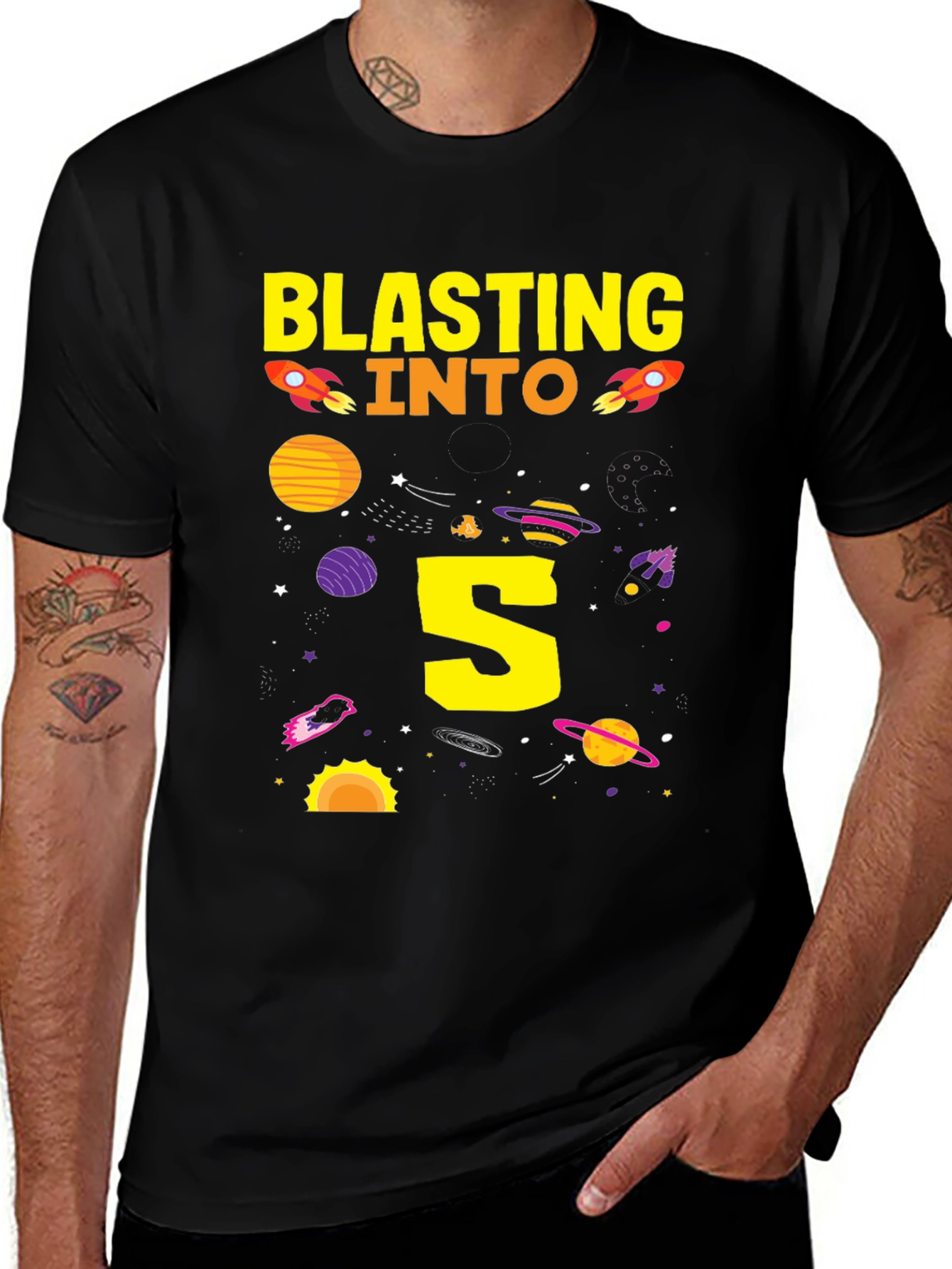 Variant 6 of Blasting into 5th Birthday T-Shirt