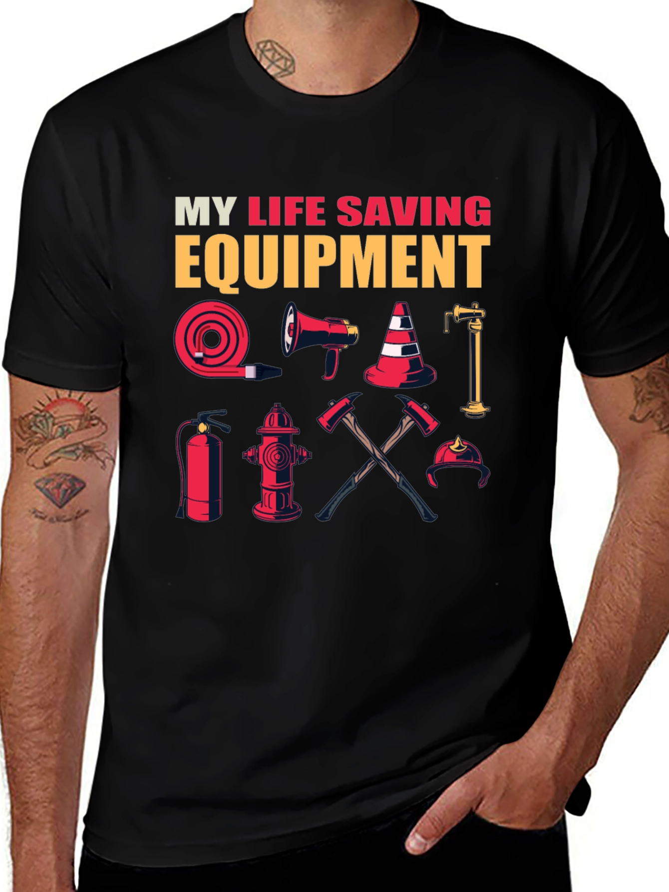 Firefighter Life Saving Equipment Graphic T-Shirt