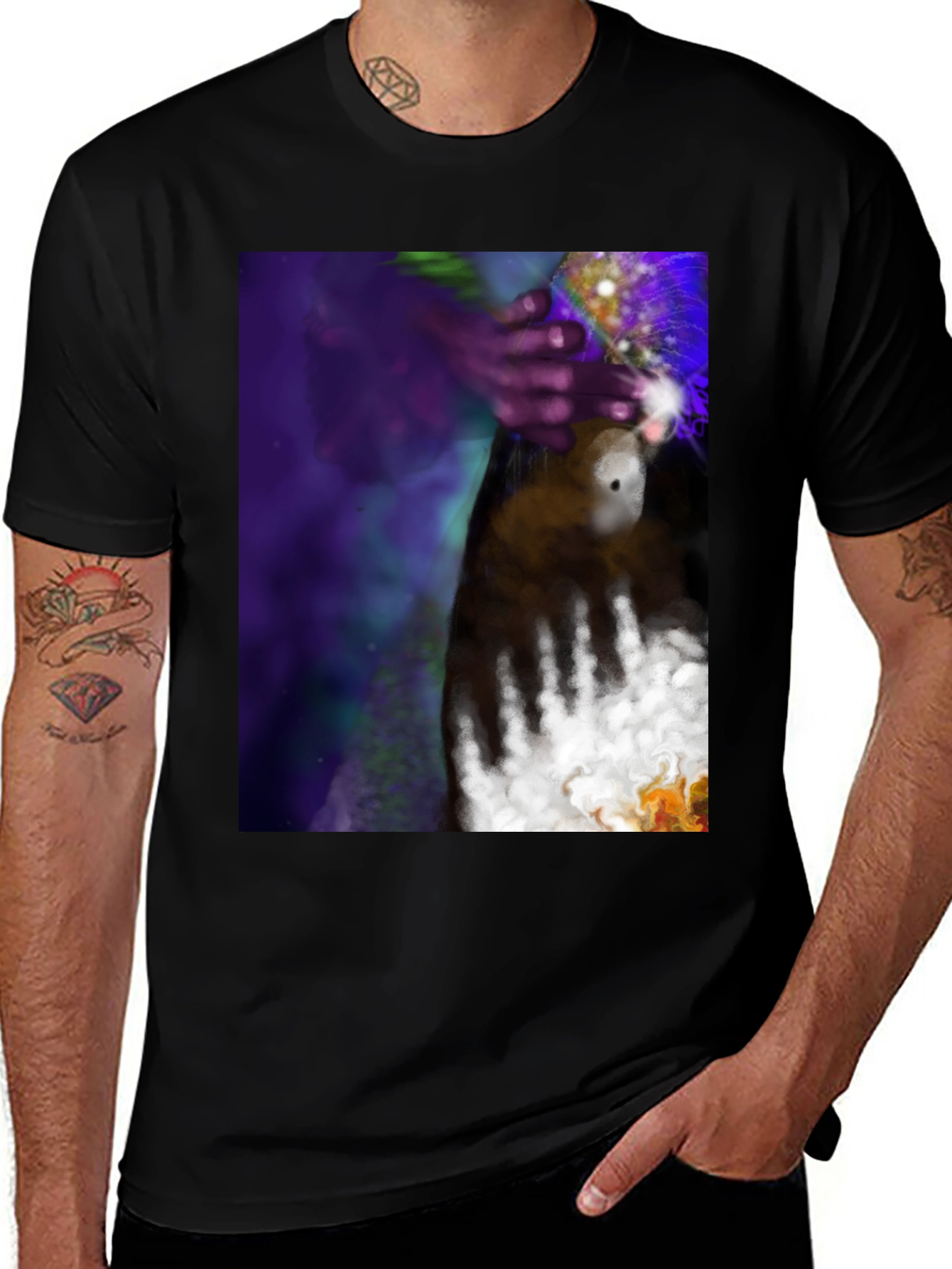 Variant 8 of Abstract Hand Art Tee - Black