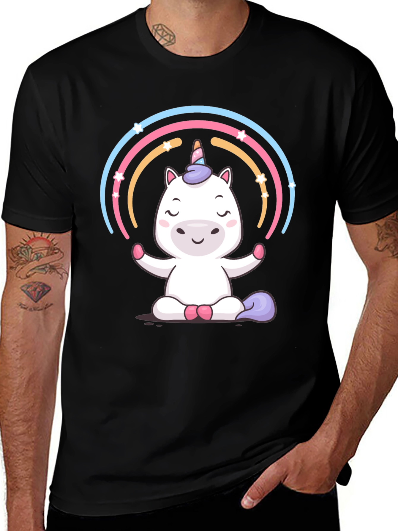 Variant 5 of Meditating Unicorn T-Shirt - Zen Cute Black Tee