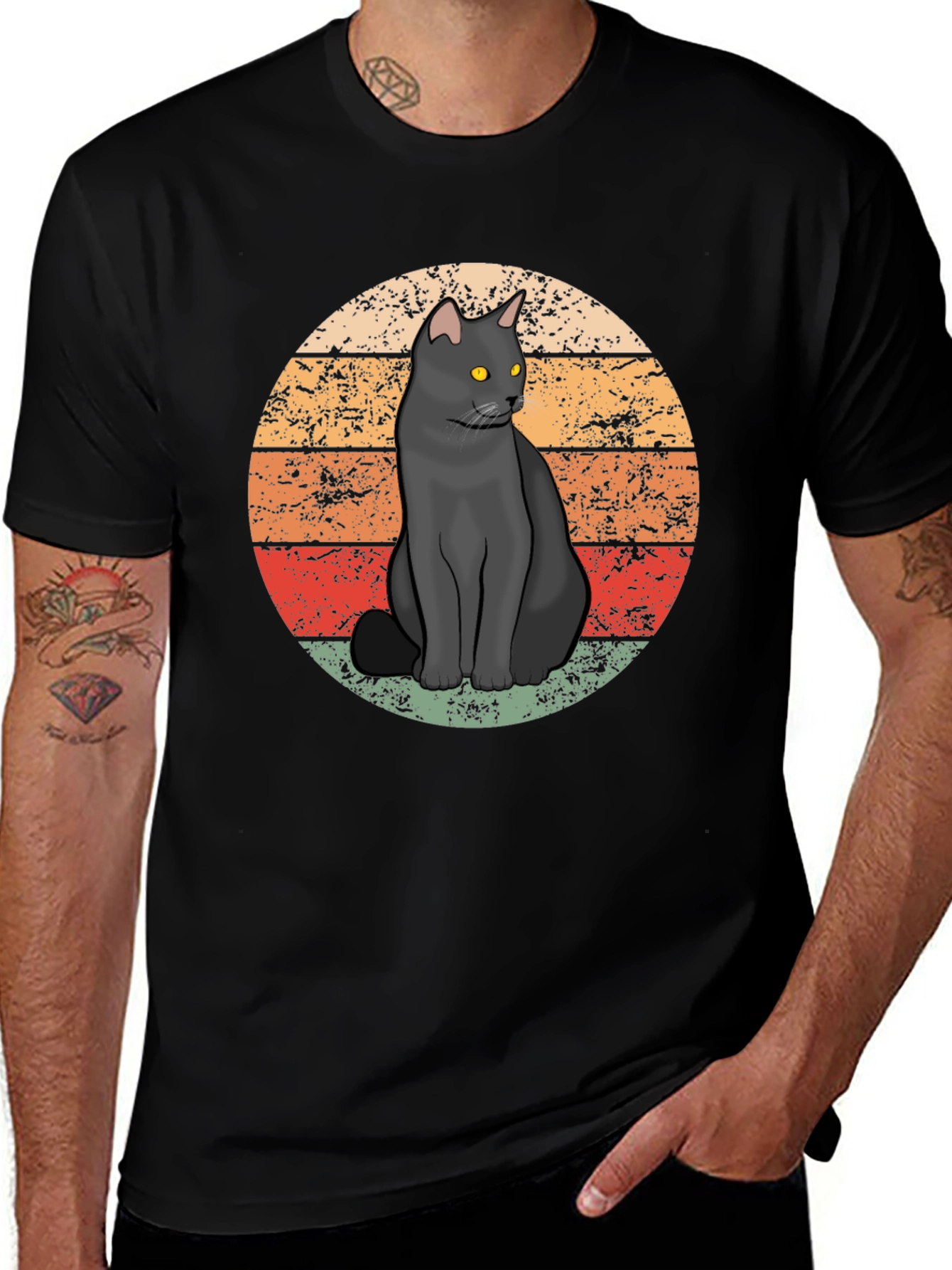 Variant 16 of Retro Black Cat T-Shirt - Vintage Style Graphic Tee