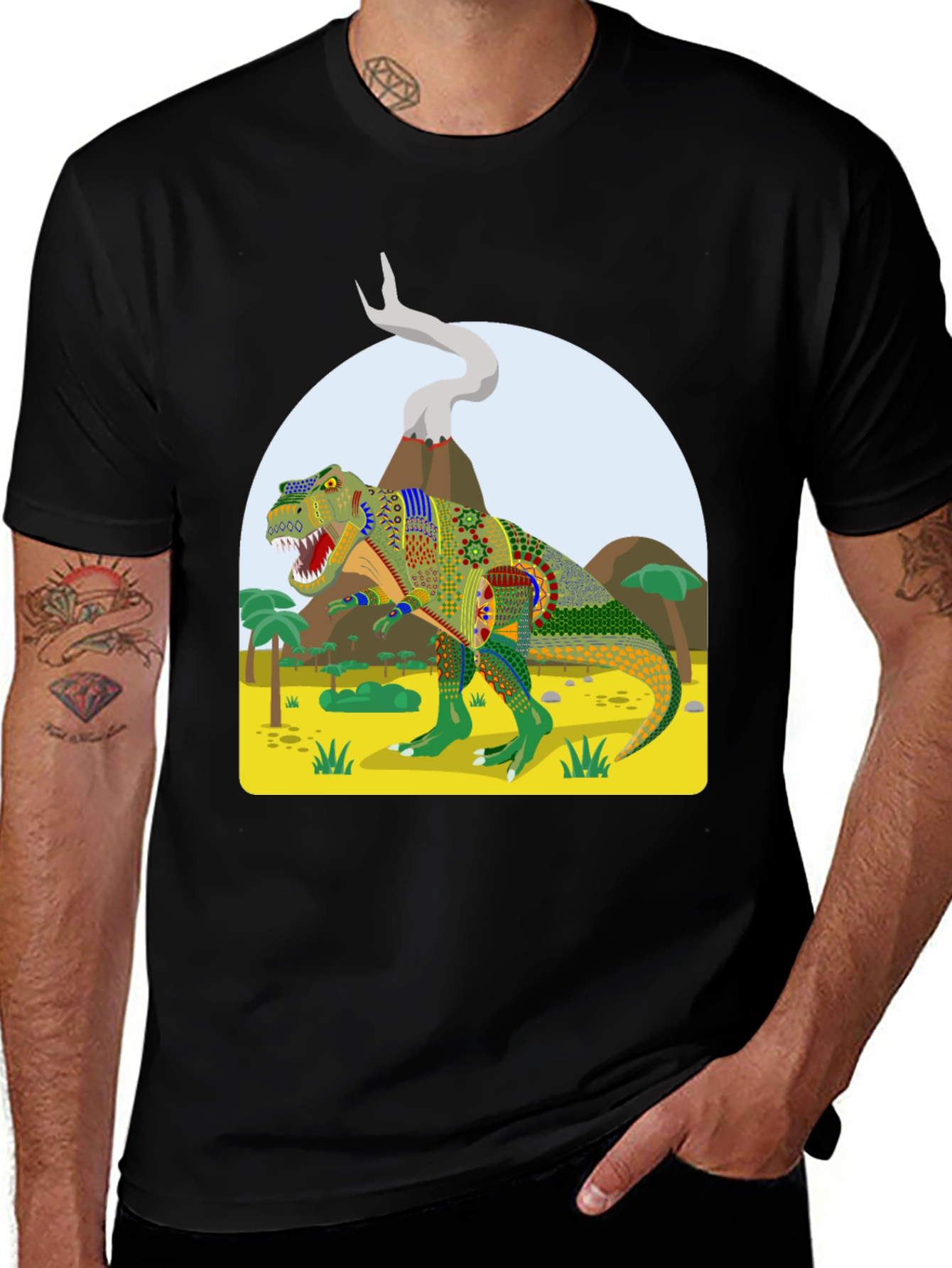 Variant 29 of Jurassic Tee: Volcano Dinosaur Graphic T-Shirt