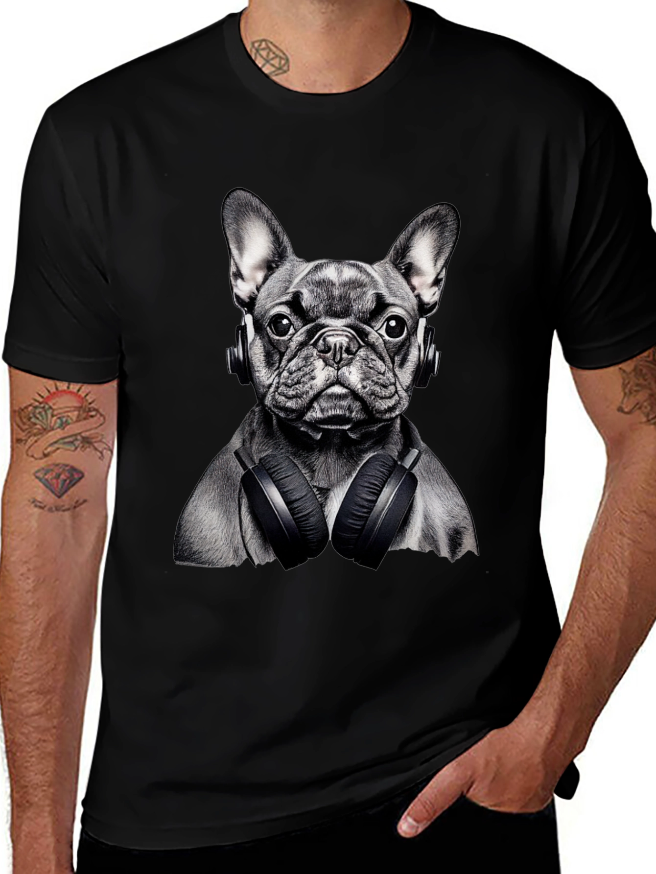 Dog with Headphones Graphic T-Shirt