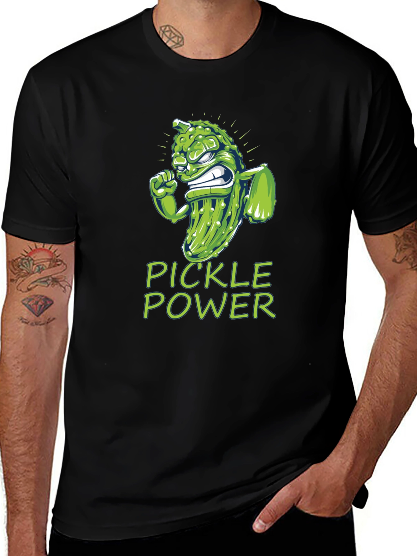 Black Pickle Power Graphic Tee -  Funny Foodie Shirt main image