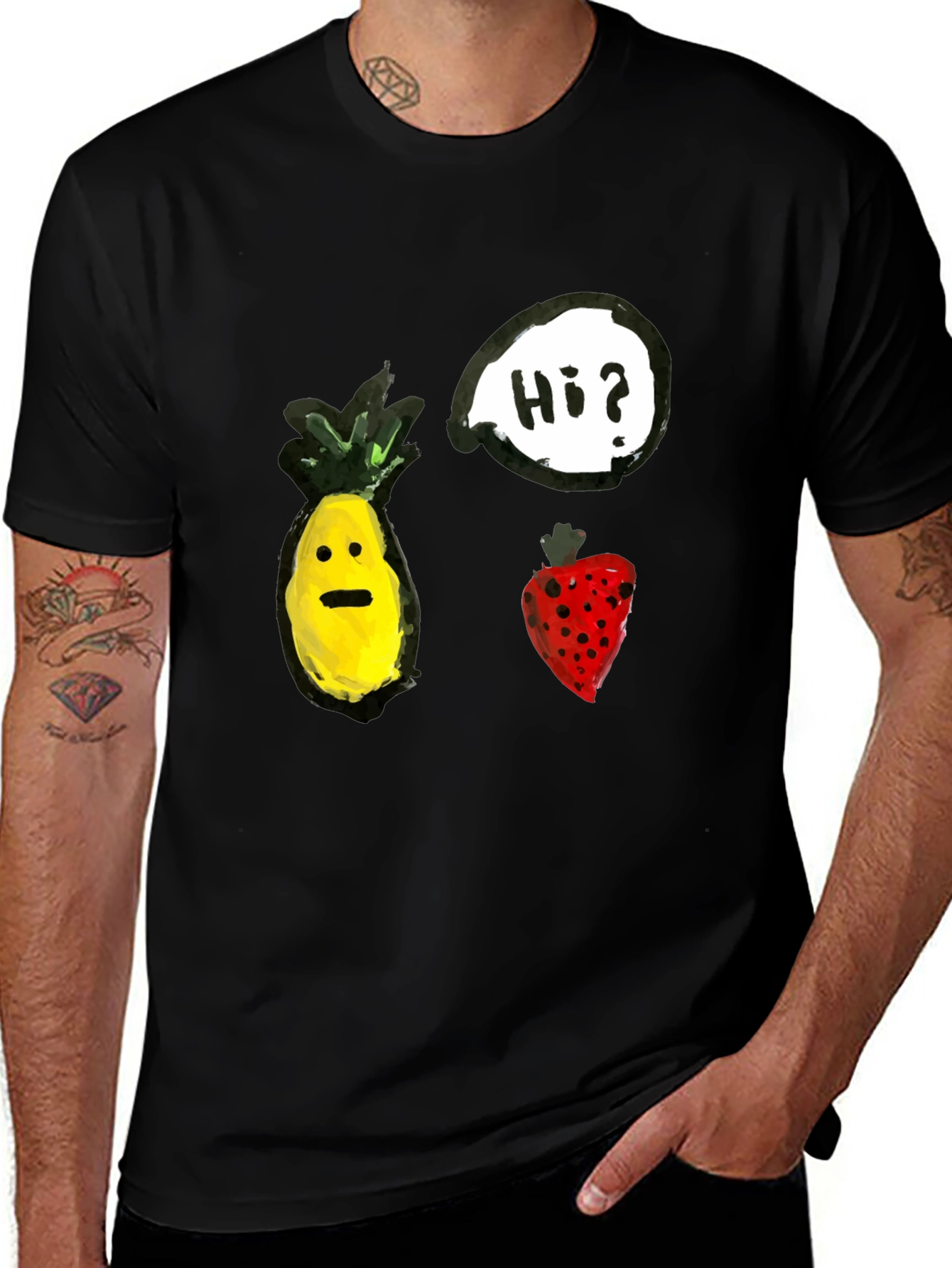 Variant 12 of Funny Fruit T-Shirt - Pineapple and Strawberry Design