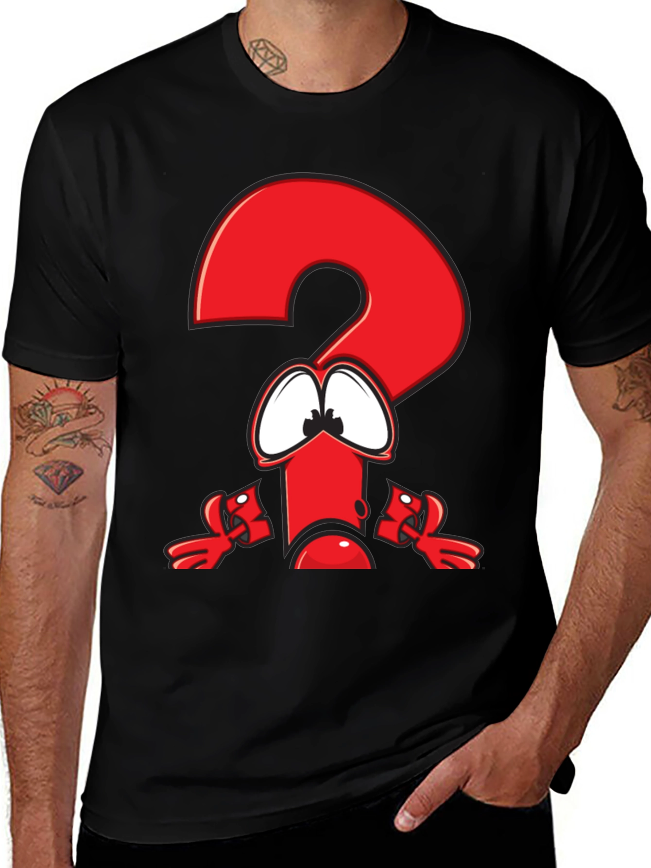 Variant 21 of Funny Cartoon Question Mark Graphic T-Shirt