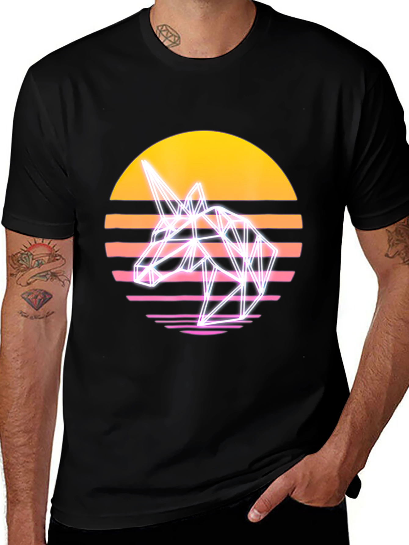 Variant 9 of Retro Unicorn T-Shirt - Synthwave Style