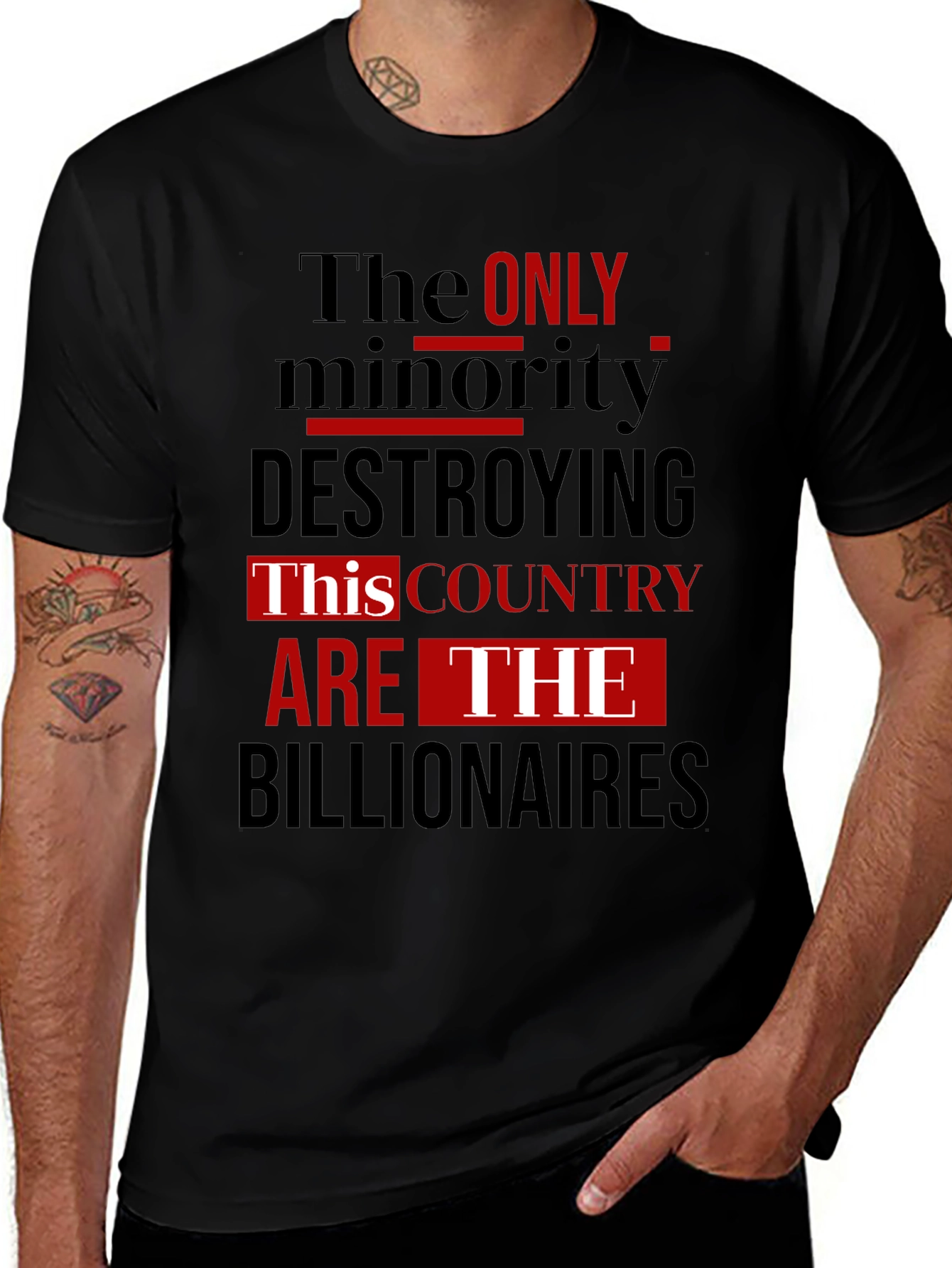Variant 24 of Billionaires Destroying Country Graphic Tee - Black