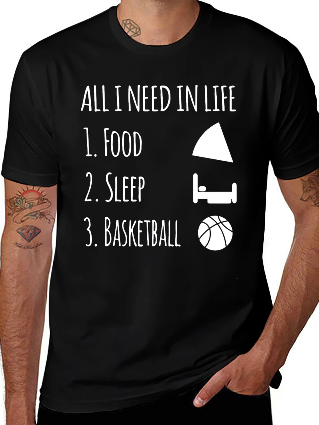 All I Need in Life T-Shirt - Food, Sleep, Basketball
