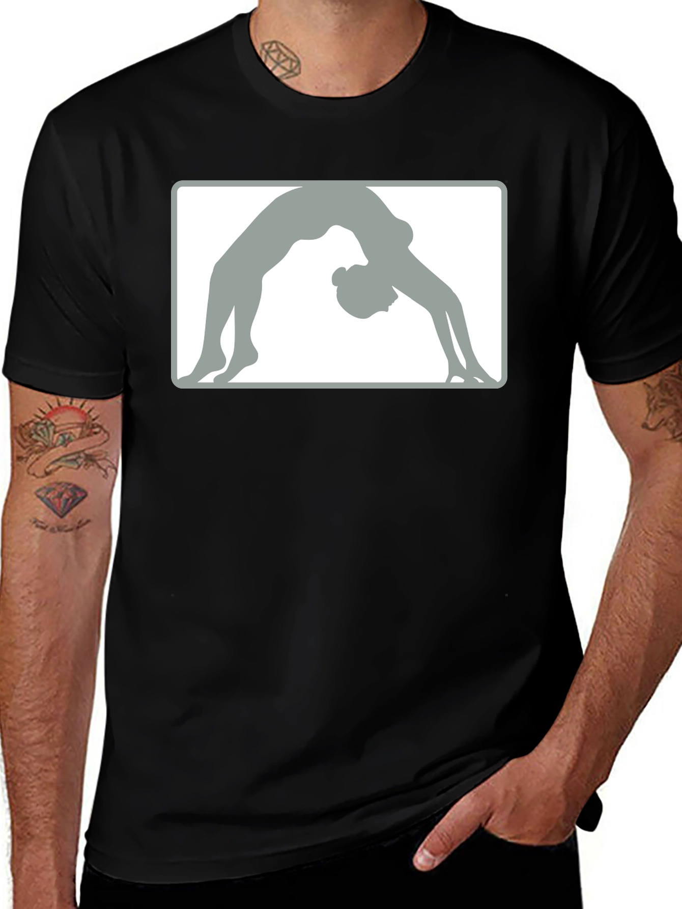 Variant 4 of Yoga Pose Graphic Tee - Black Cotton Blend