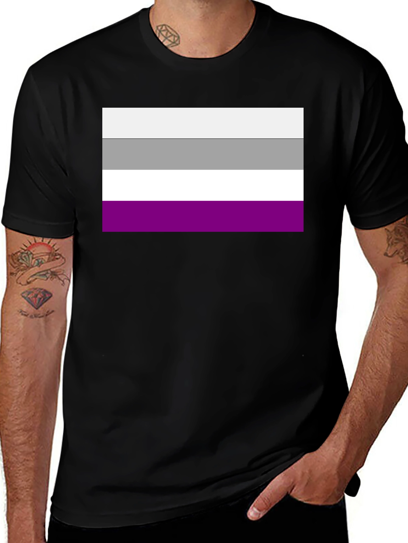 Asexual Pride Flag Graphic Tee - Black