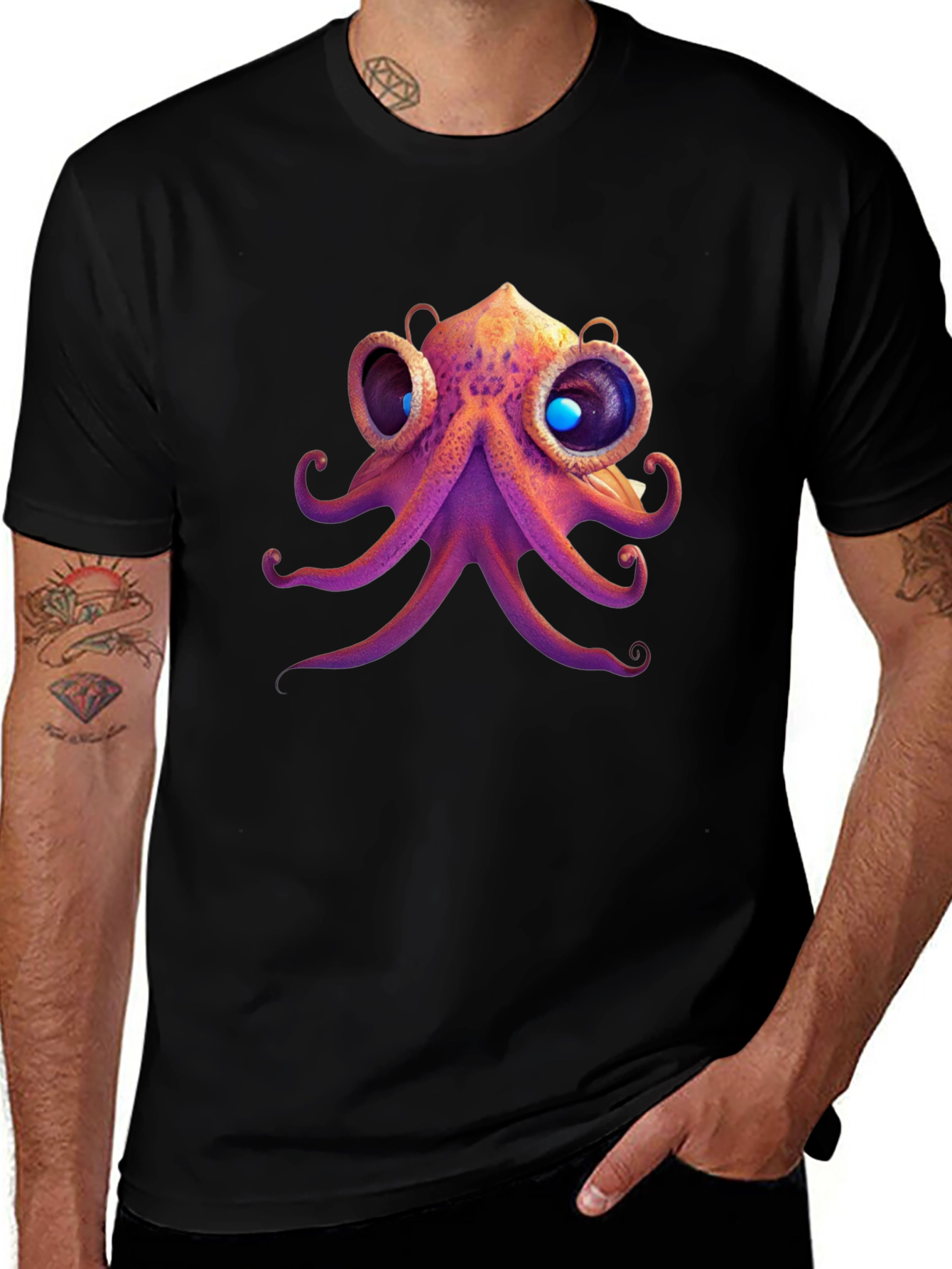 Variant 17 of Octopus Graphic Tee - Black Cotton T-Shirt