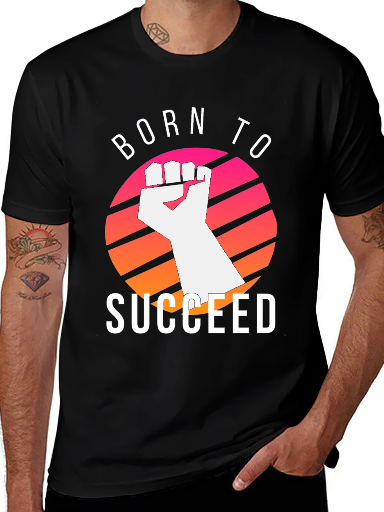 Variant 25 of Born to Succeed Graphic Tee - Motivational Black T-Shirt